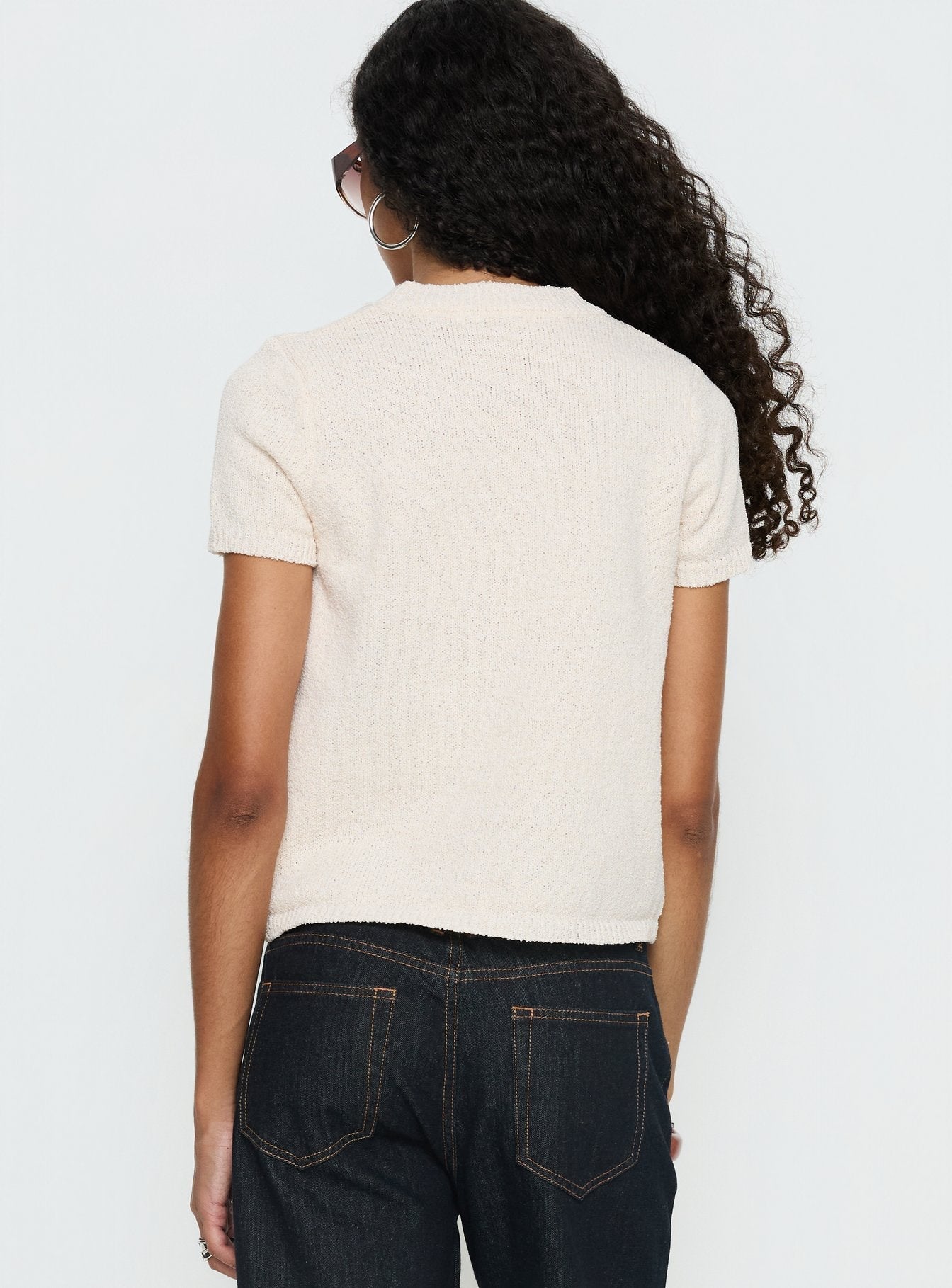 Ashfield Crew Neck Short Sleeve Top Beige