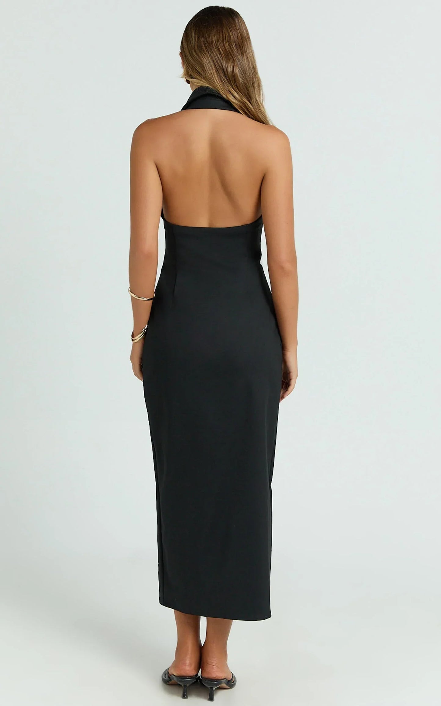 Lillibelle Midi Dress - Collared Button Down Bodycon Dress in Black