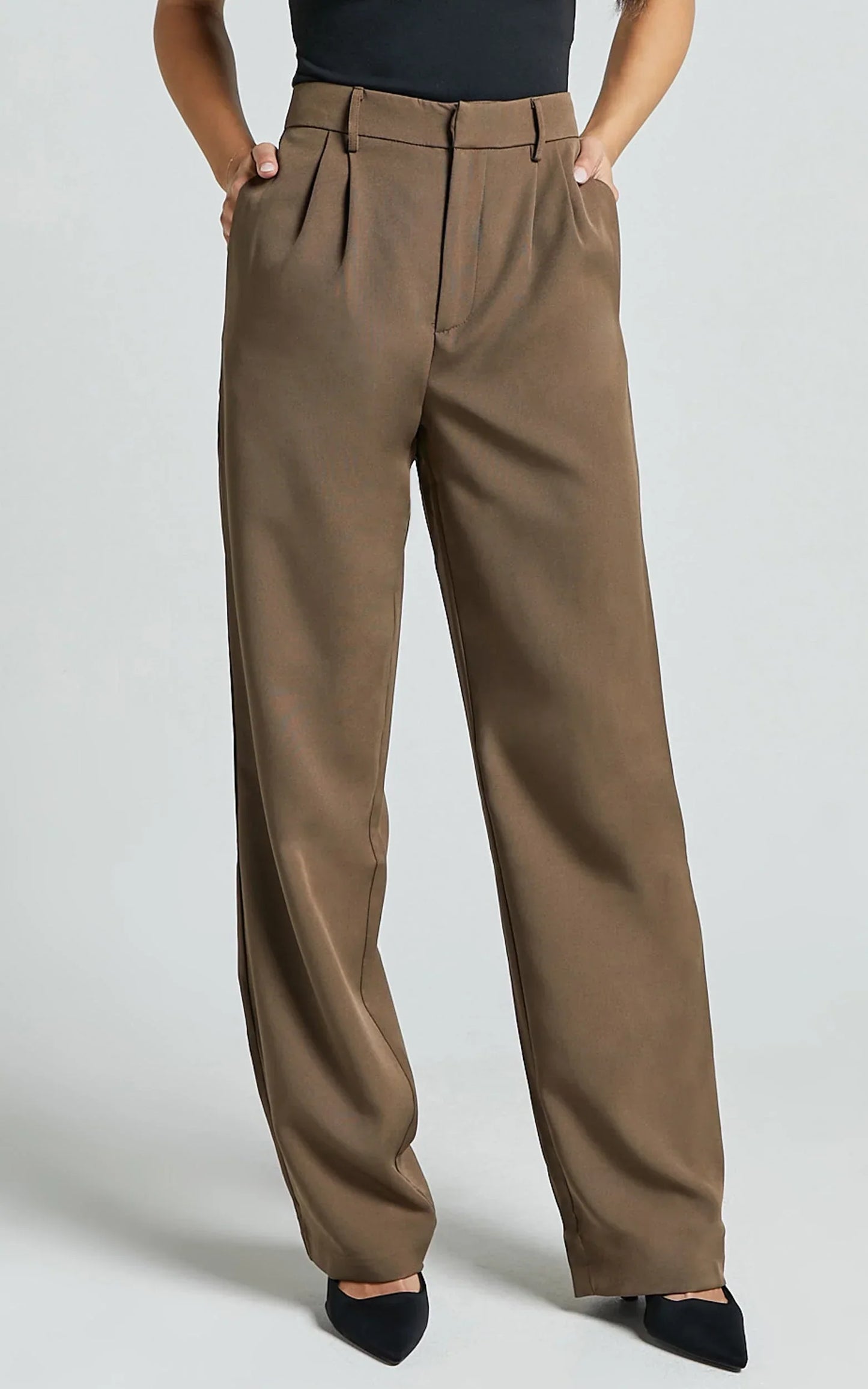 Lorcan Pants - High Waisted Tailored Pants in Olive