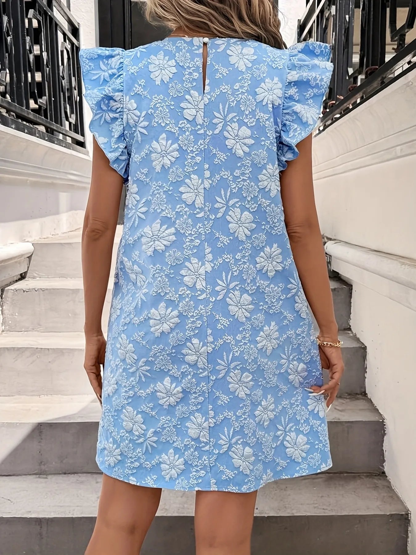 Floral Ruffle Sleeve Summer Dress