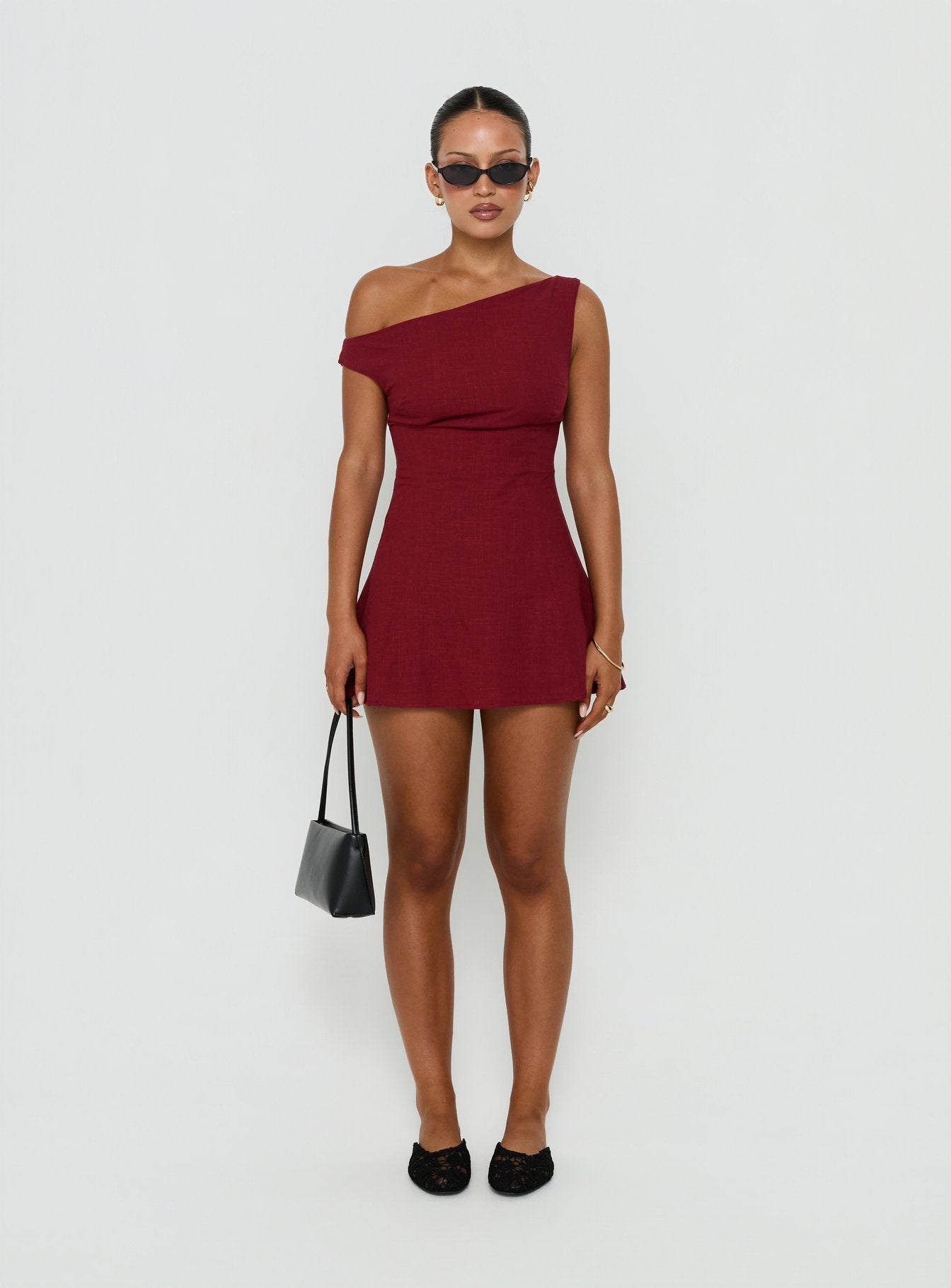 Anjela Off Shoulder Playsuit Cherry