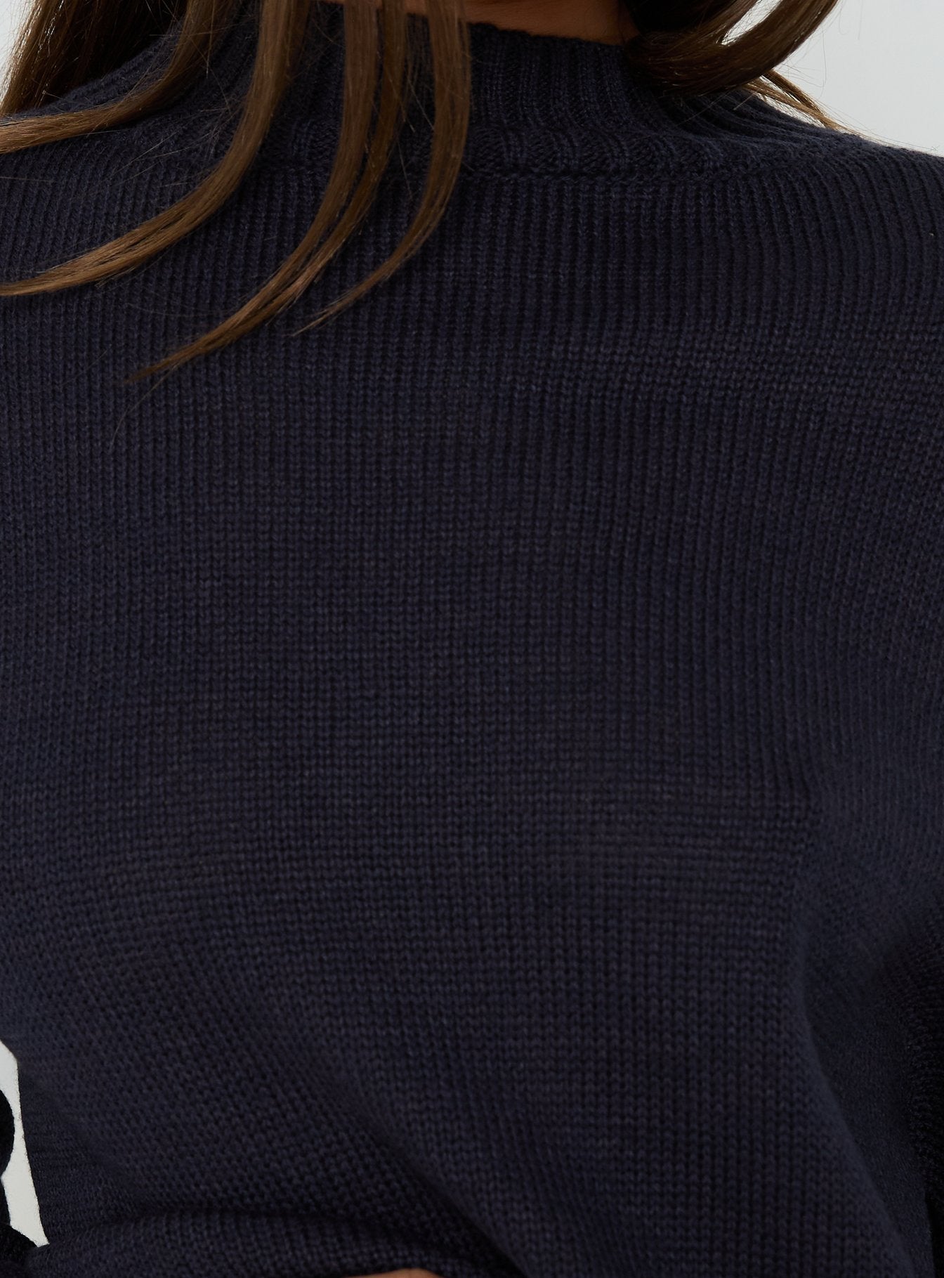 Alara Mock Neck Knit Sweater Navy