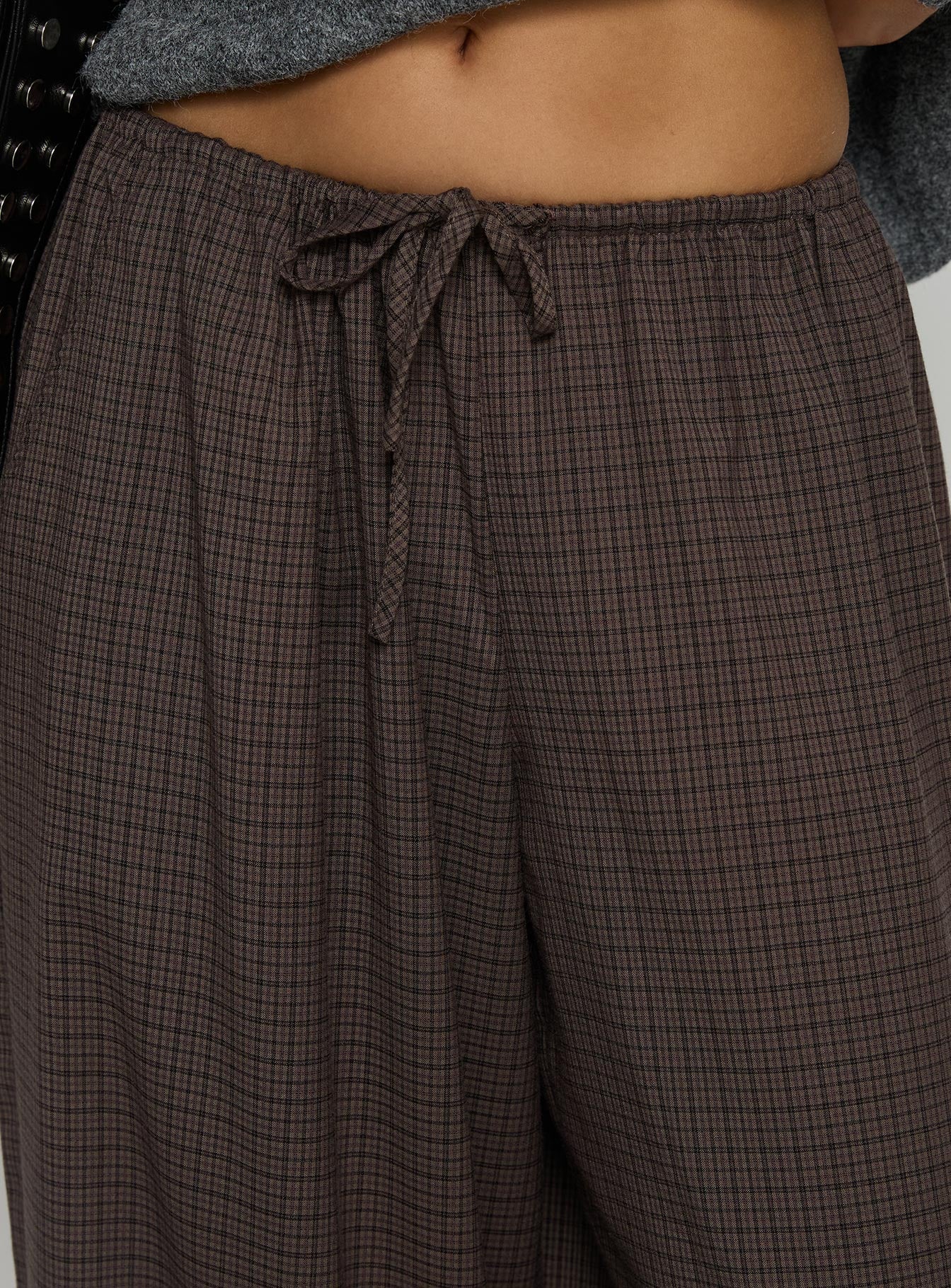 Bungala Oversized Relaxed Pants Brown Check