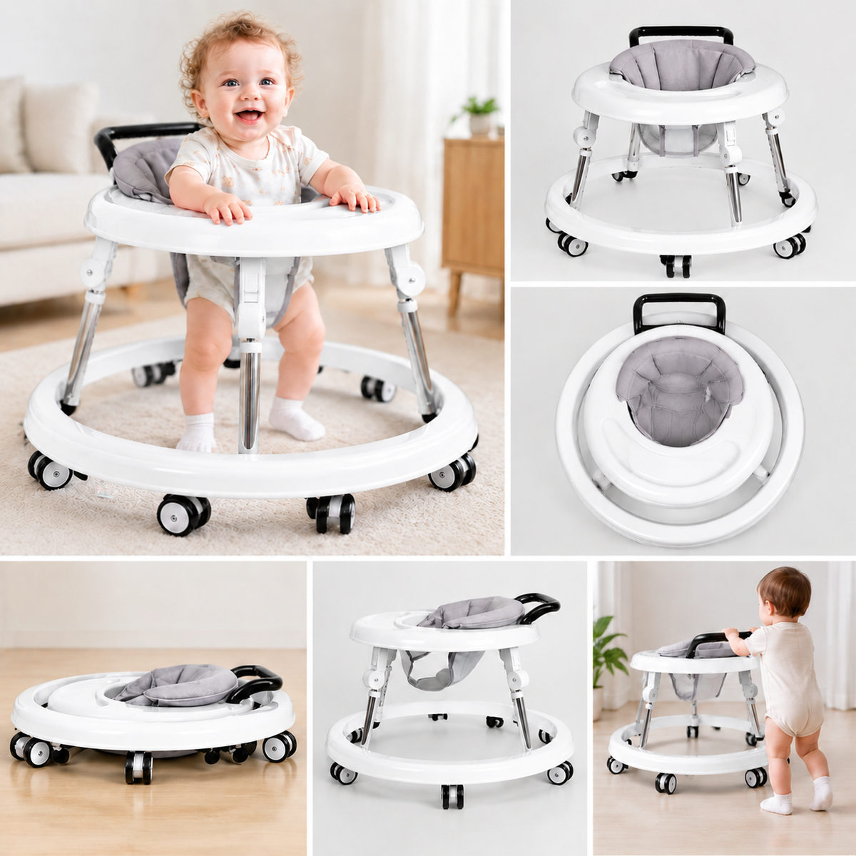 Space‑Saving Collapsible Baby Walker, Reliable Support for Baby’s First Steps