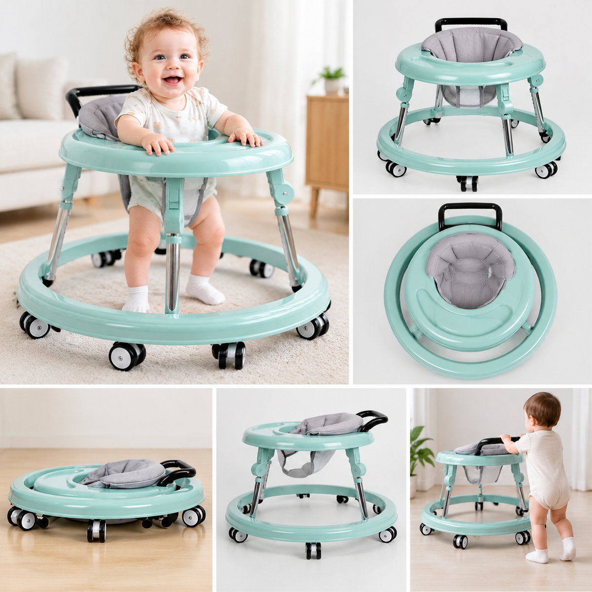 Space‑Saving Collapsible Baby Walker, Reliable Support for Baby’s First Steps