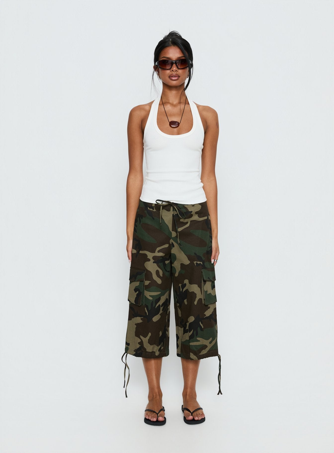 Baseline Scoop Halter Rib Tank White