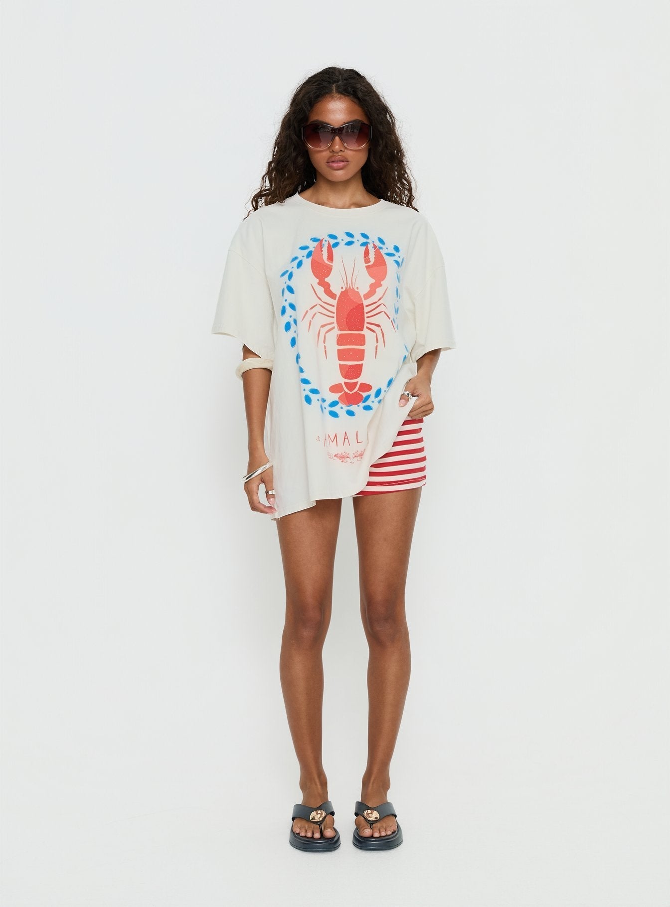 Amalfi Love Oversized Graphic Tee Off White