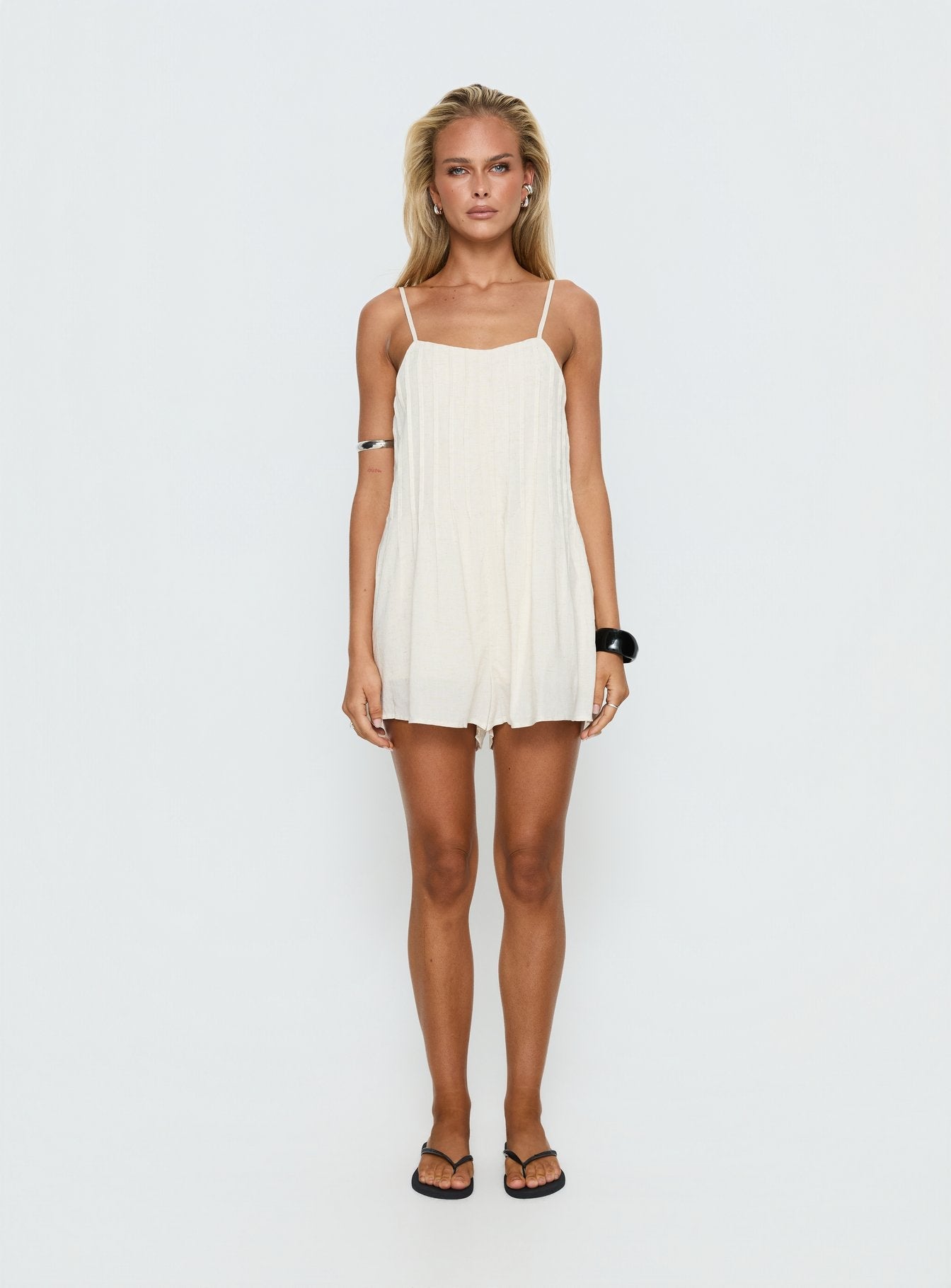 Avielle Relaxed Sleeveless Playsuit Beige