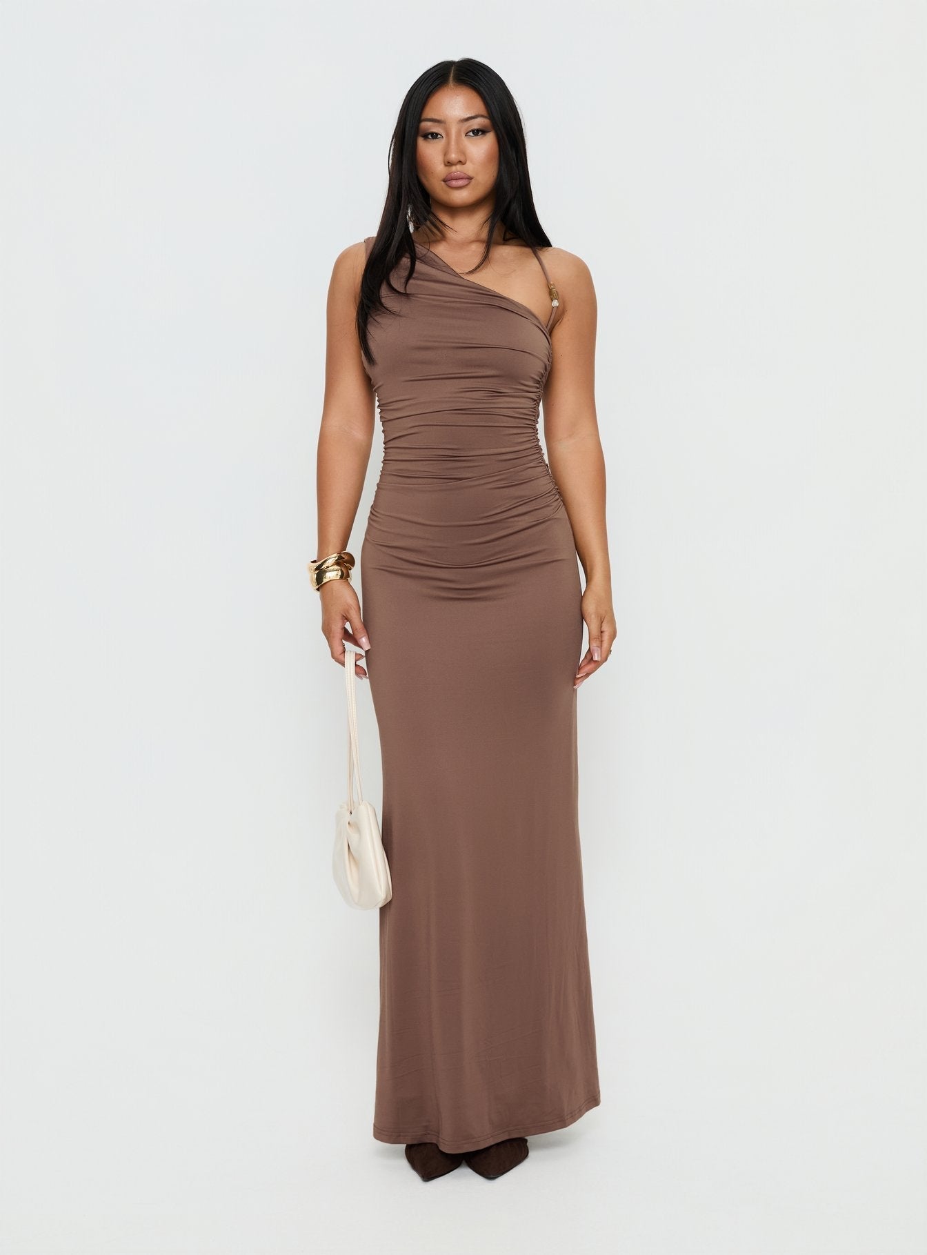 Britani One Shoulder Maxi Dress Mocha