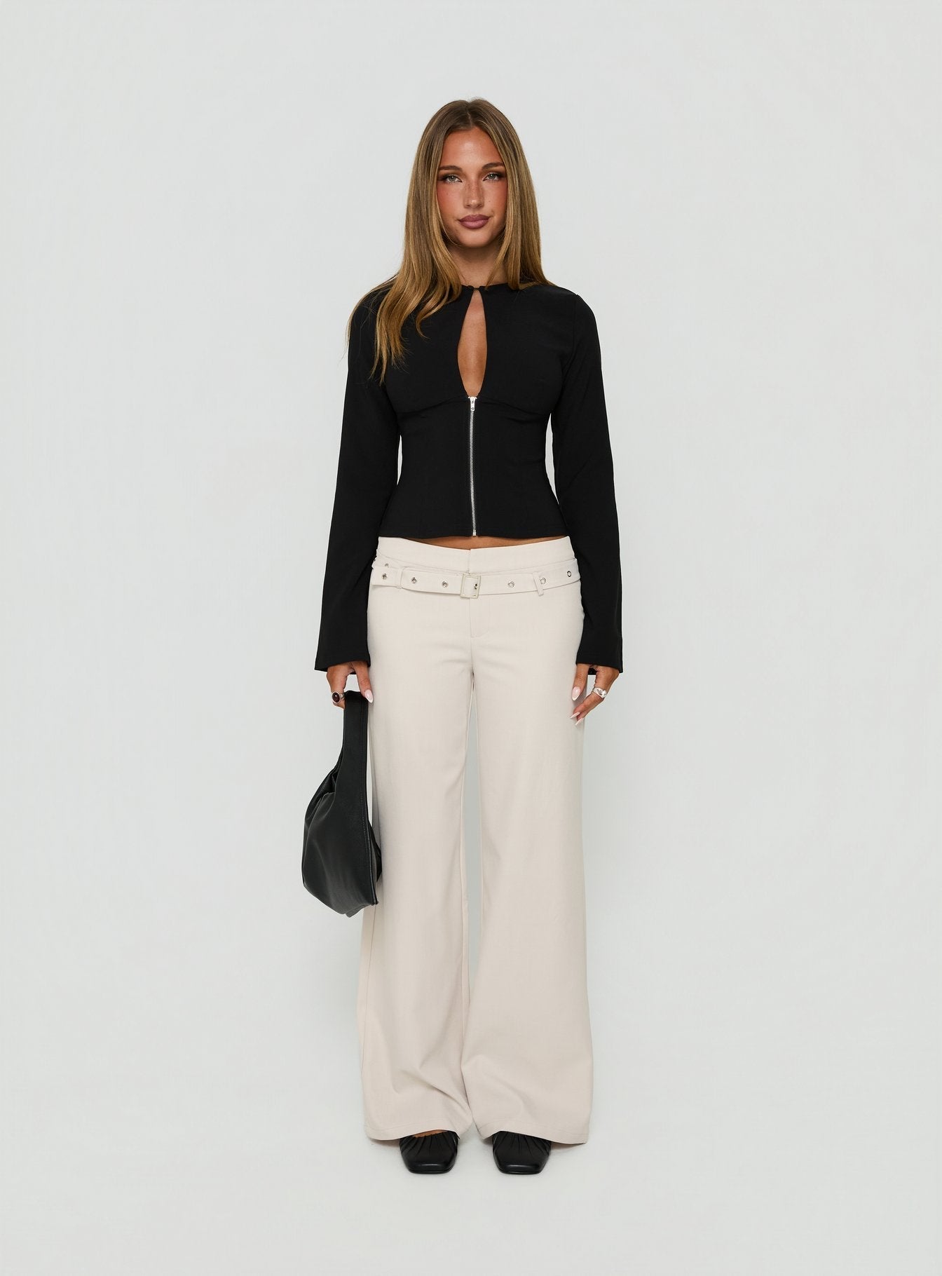Adonella Buckle Tailored Pant Stone