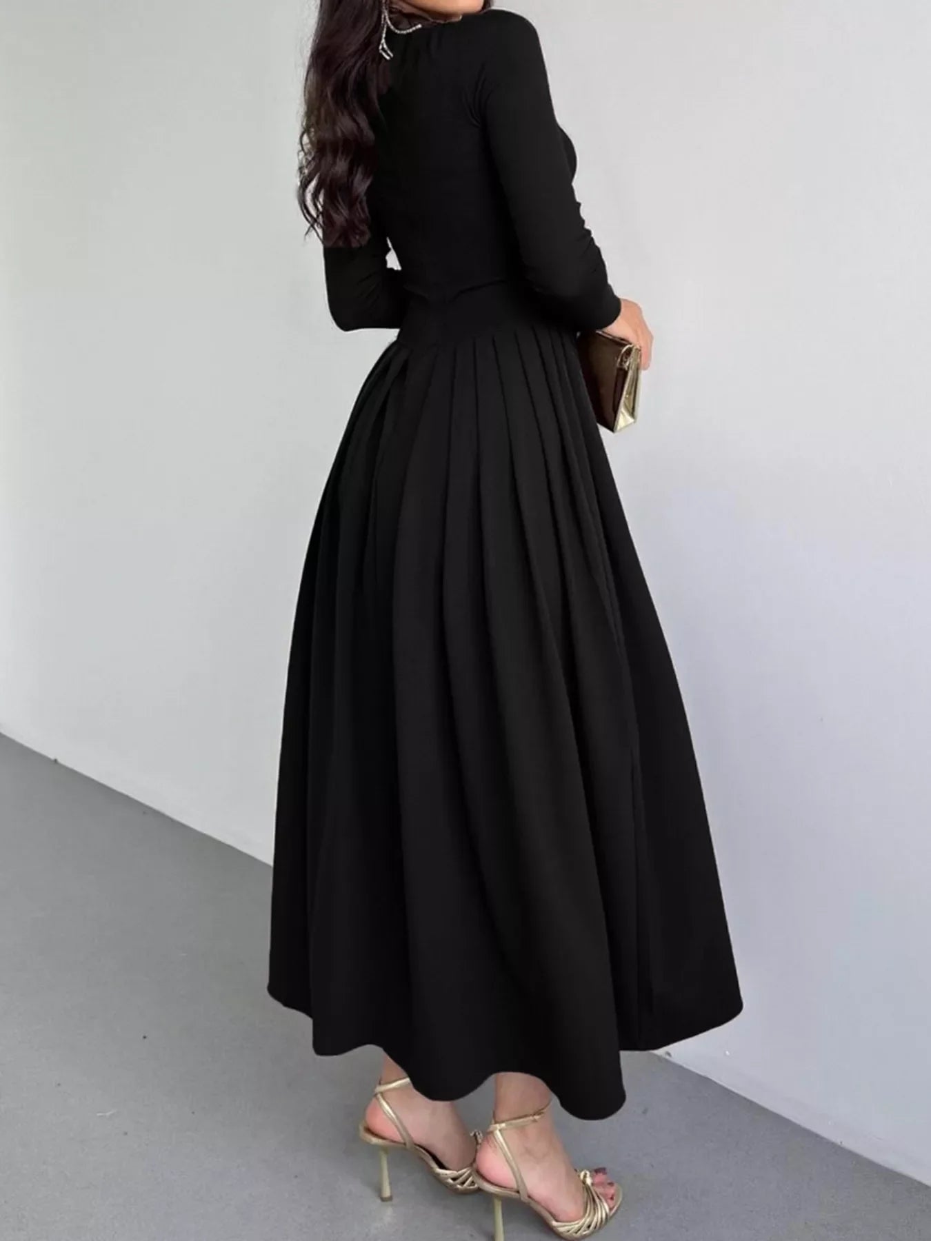 Ruched One Shoulder Long Sleeve Dress