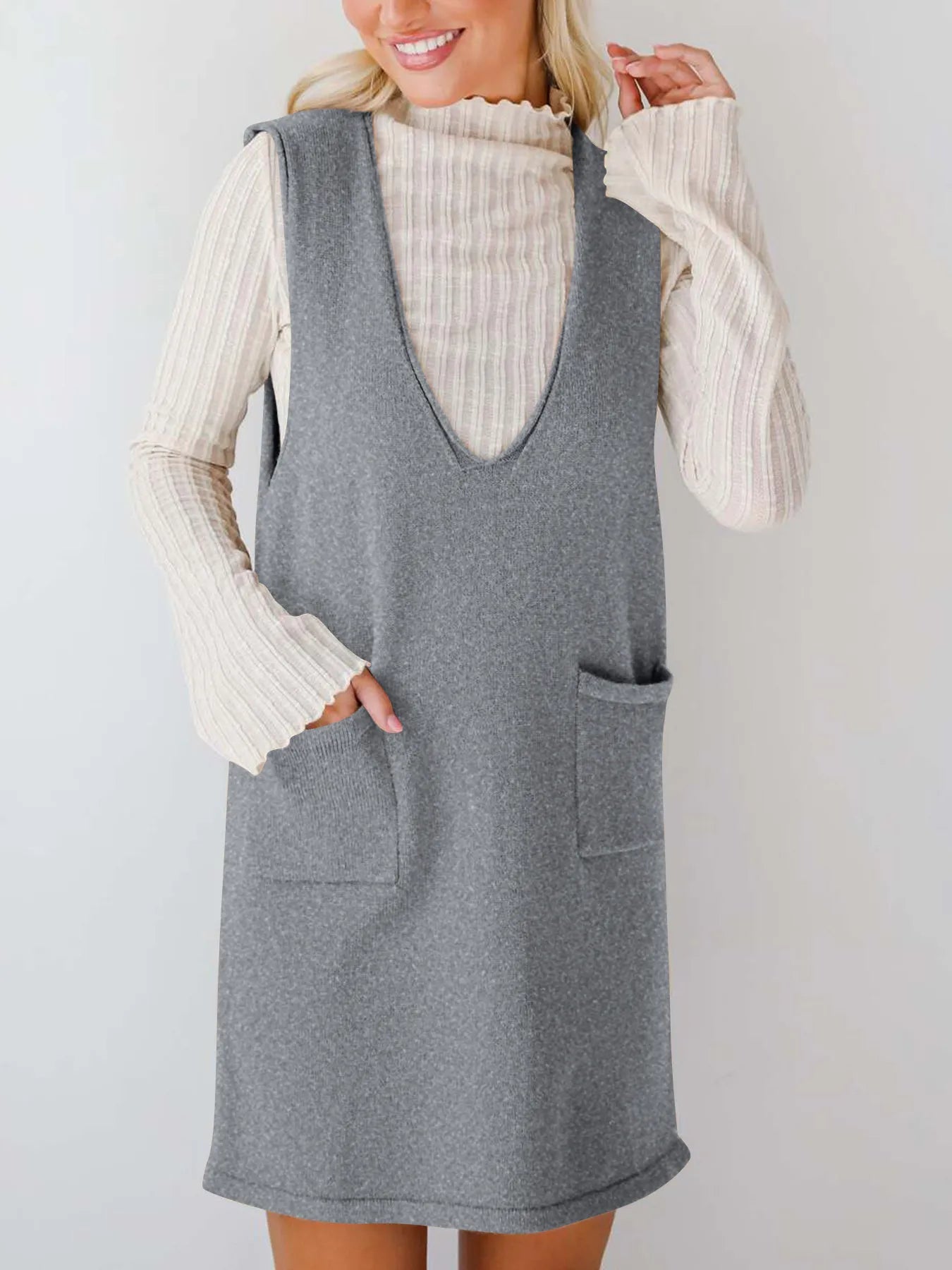 Sleeveless Knit Dress with Pockets
