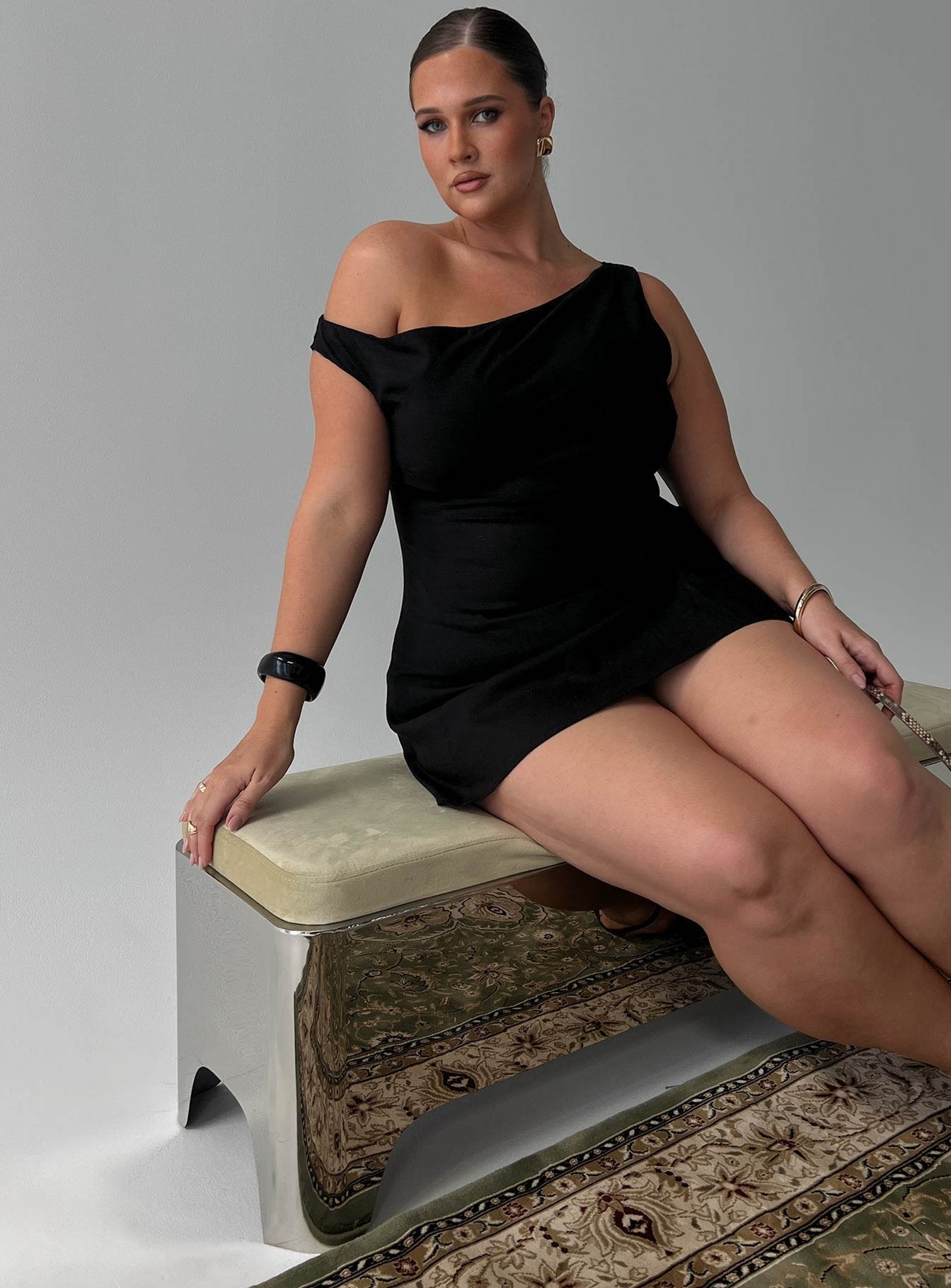 Anjela Off Shoulder Romper Black Curve