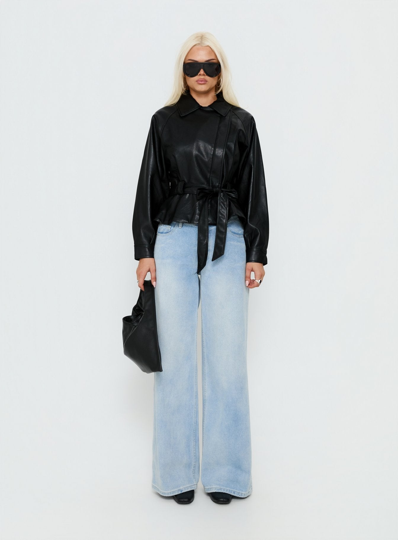 Authenticity Wrap Faux Leather Jacket Black