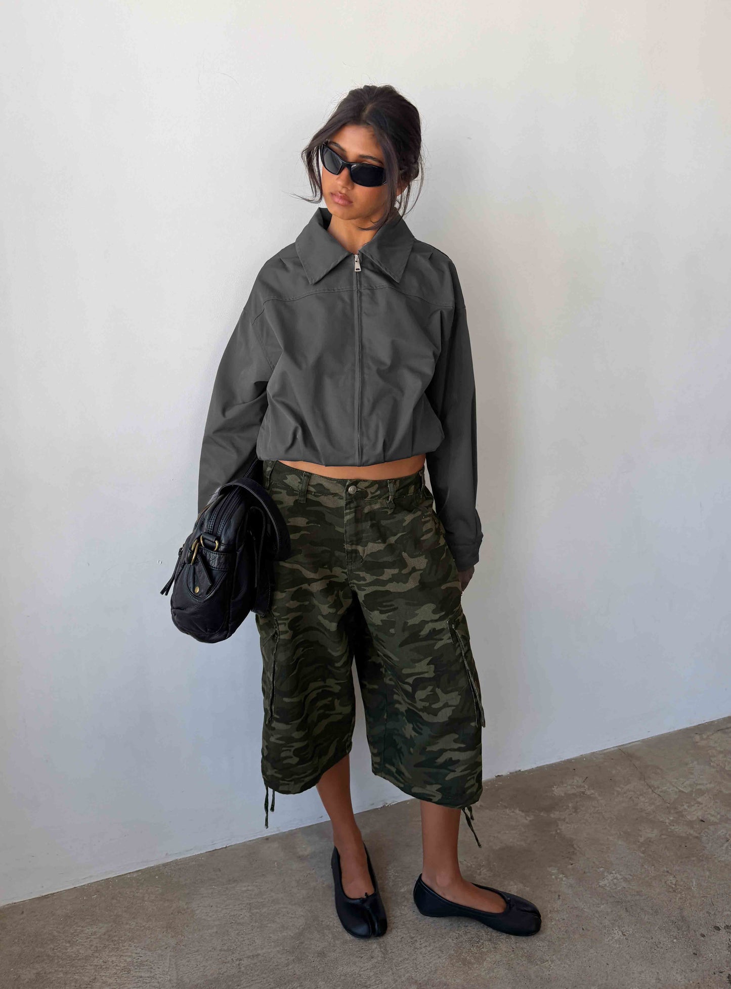 Call You Up Bomber Jacket Charcoal