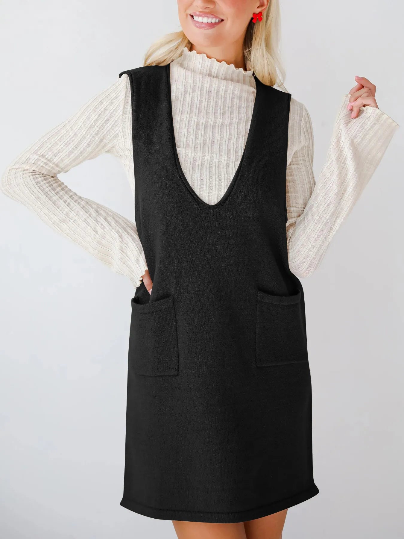 Sleeveless Knit Dress with Pockets