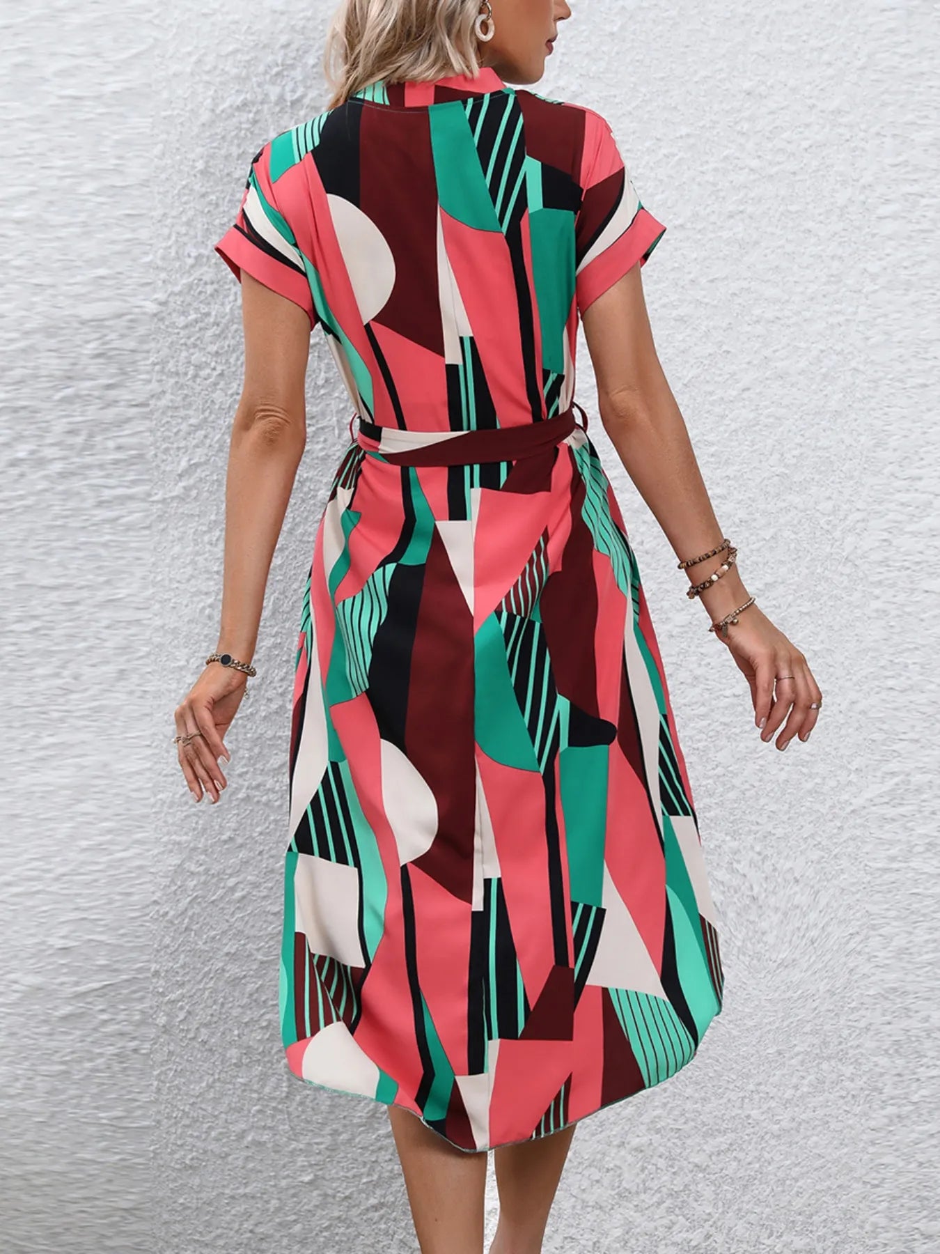 Tie Waist Short Sleeve Dress