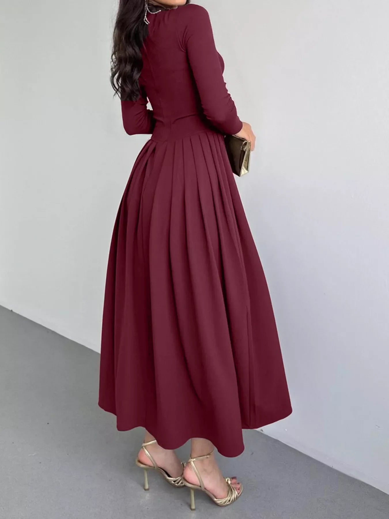 Ruched One Shoulder Long Sleeve Dress