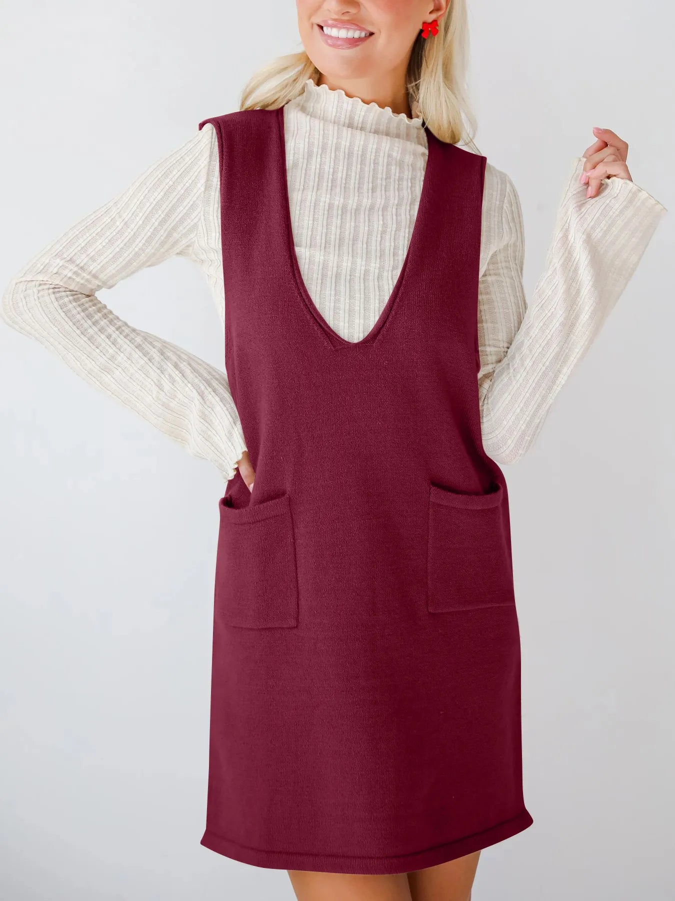 Sleeveless Knit Dress with Pockets