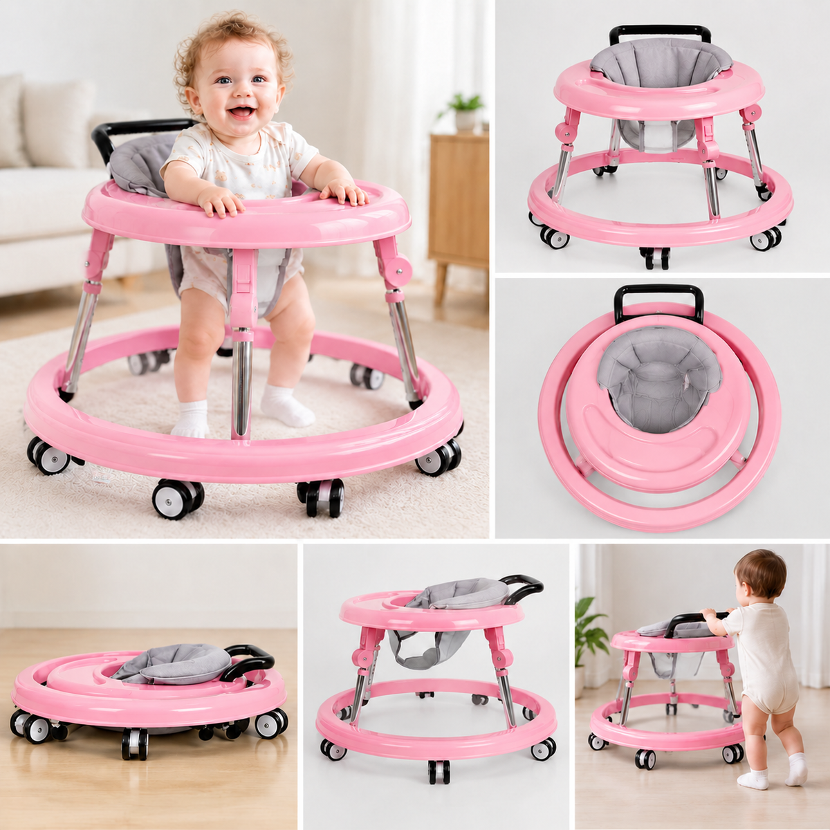 Space‑Saving Collapsible Baby Walker, Reliable Support for Baby’s First Steps