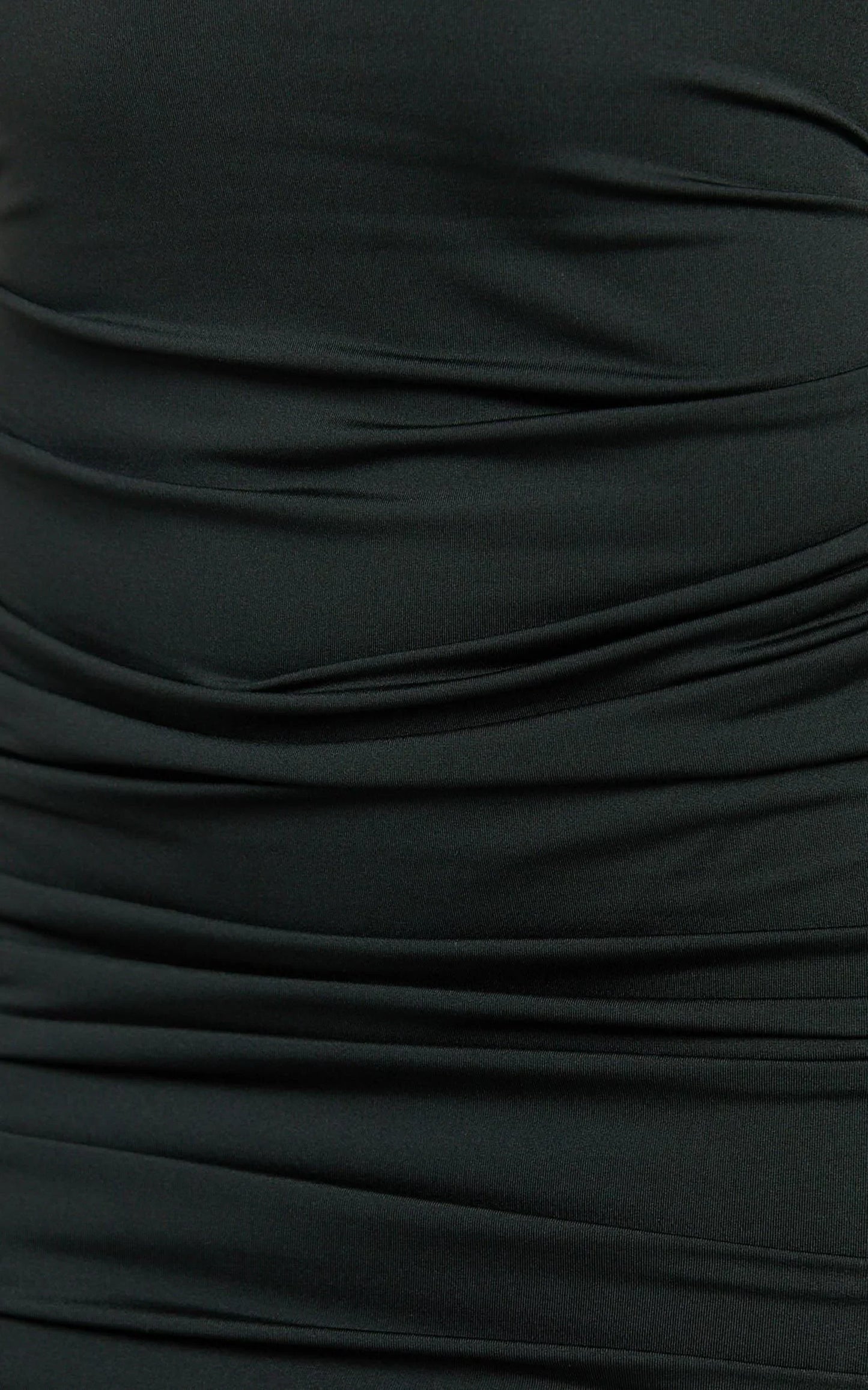 Misty Mini Dress - Wide Neckline Ruched Jersey Dress in Black