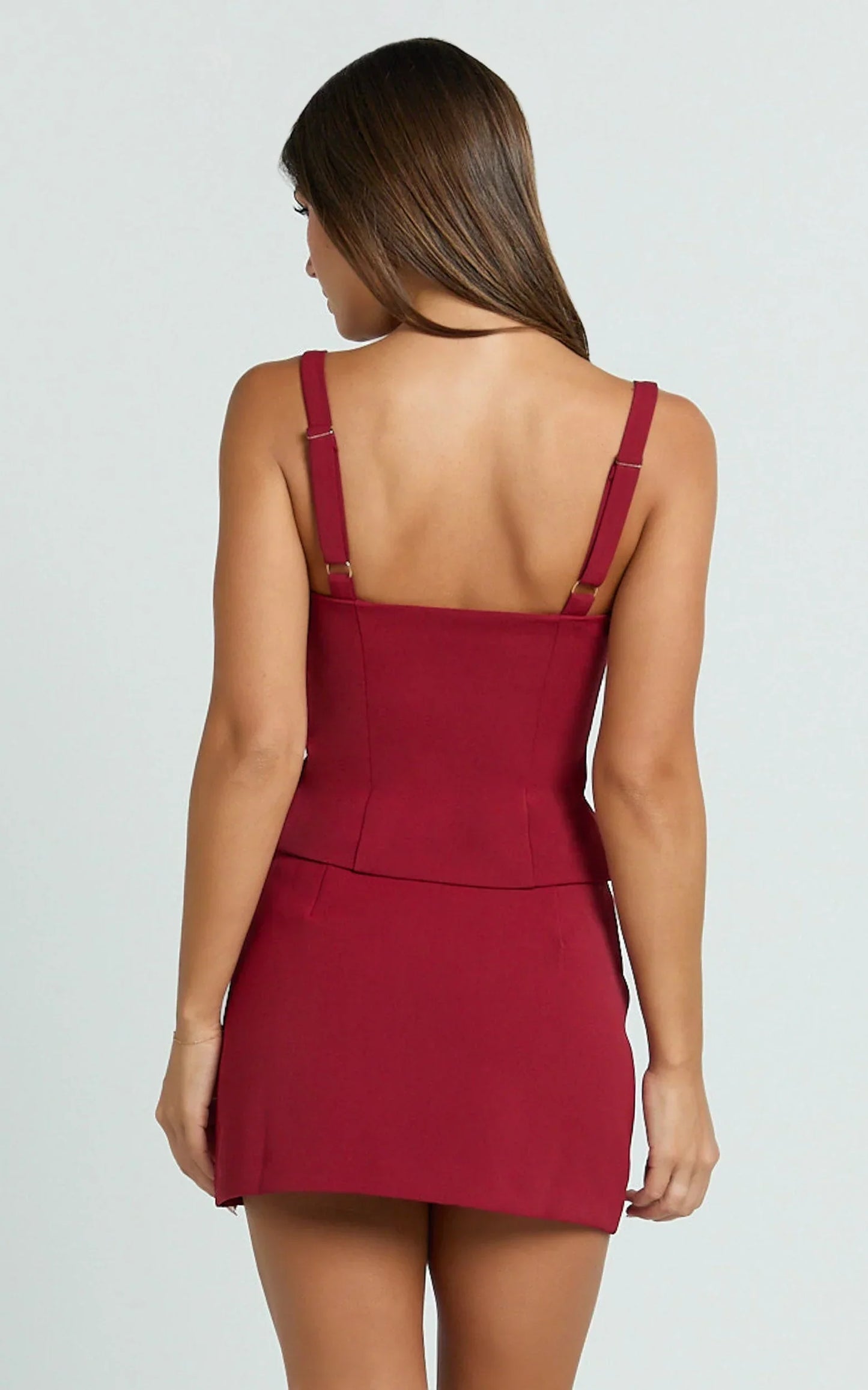Mikey Mini Skirt - Mid Waisted Tailored A Line Skirt in Red