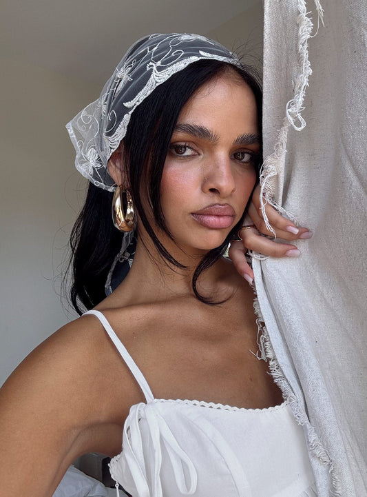 Brigette Lace Bandana White
