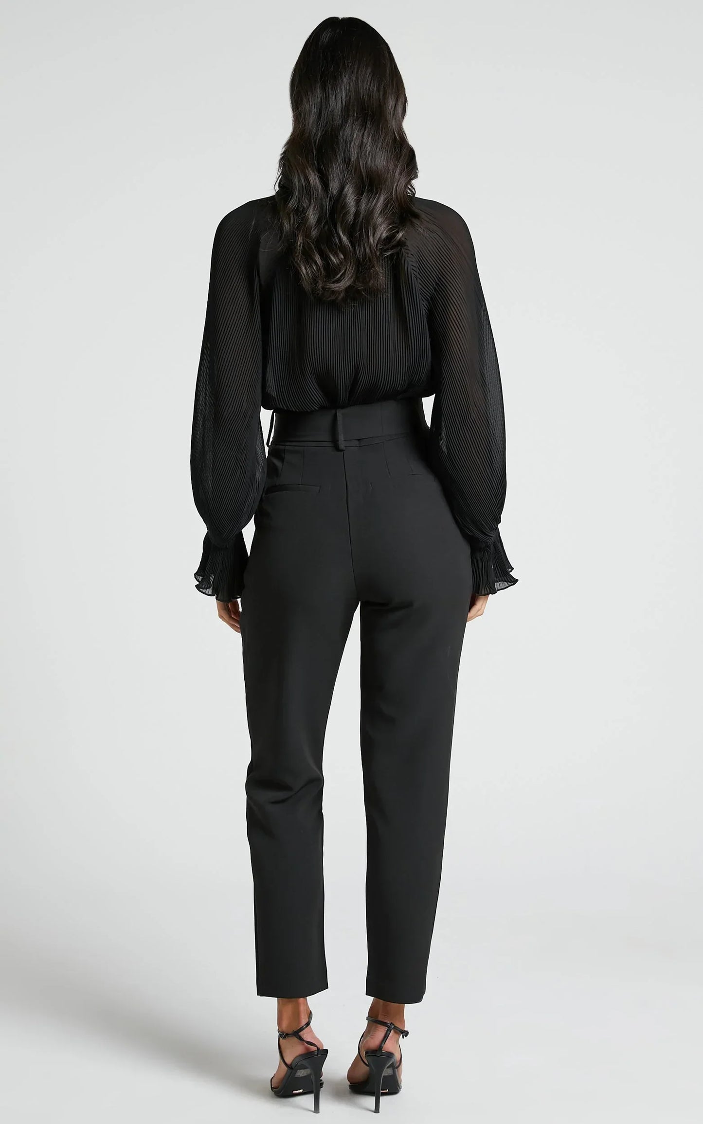 Milica Trousers - Belted High Waisted Trousers in Black