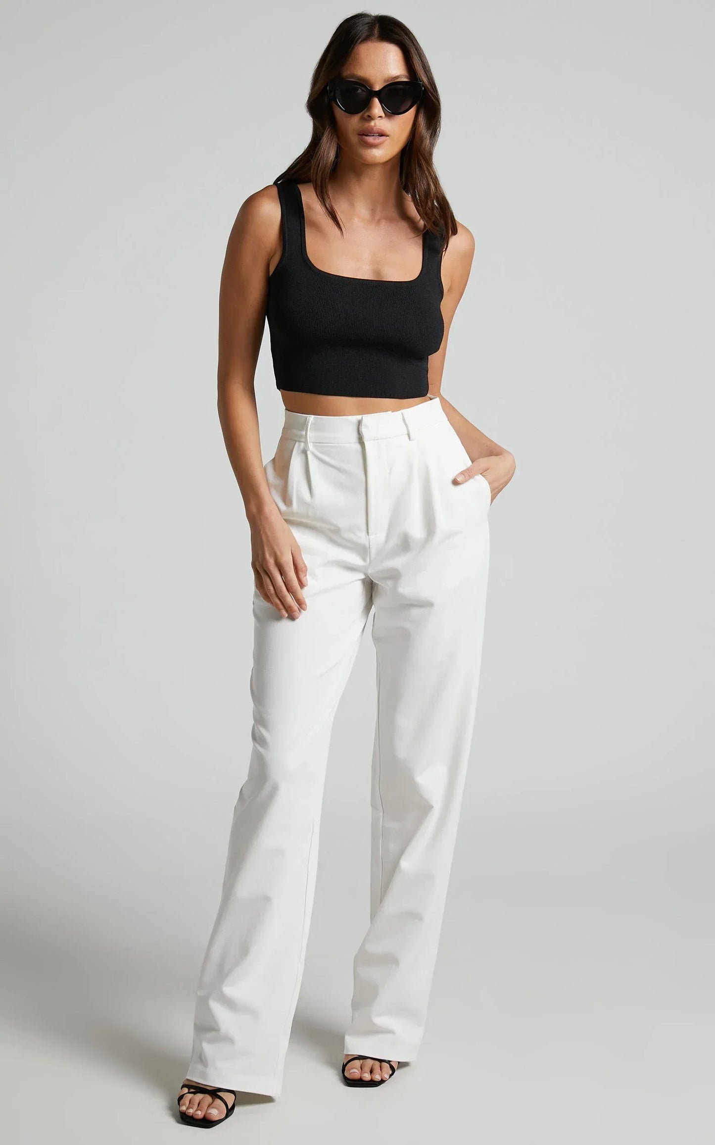 Lorcan Pants - High Waisted Tailored Pants in White