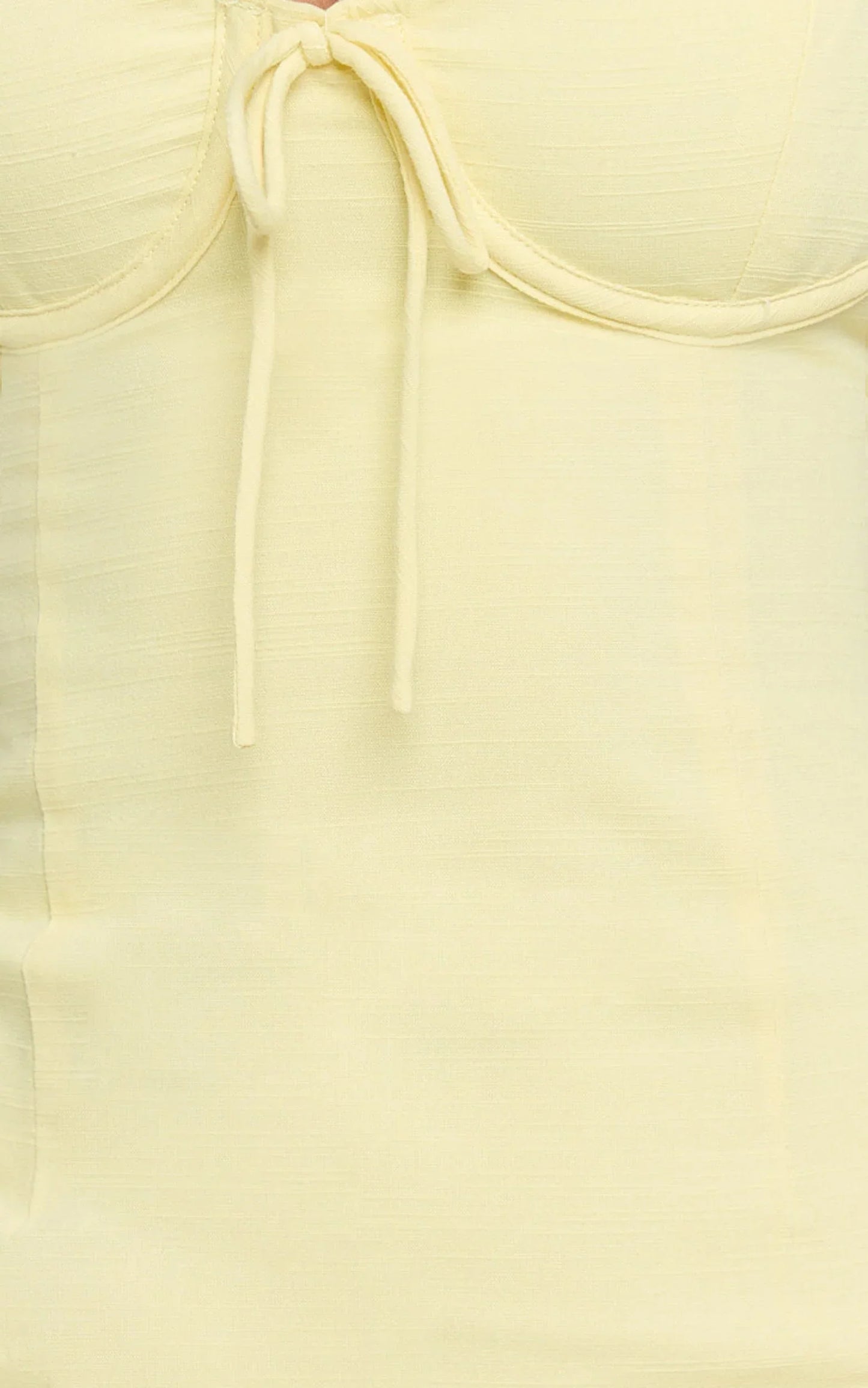 Mikayla Mini Linen Blend Dress - Sweetheart Ruched Bust Fitted Dress in Lemon