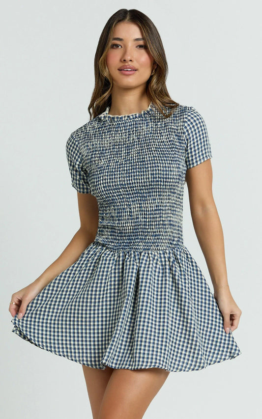 Kristen Mini Dress - Shirt Dress in Navy