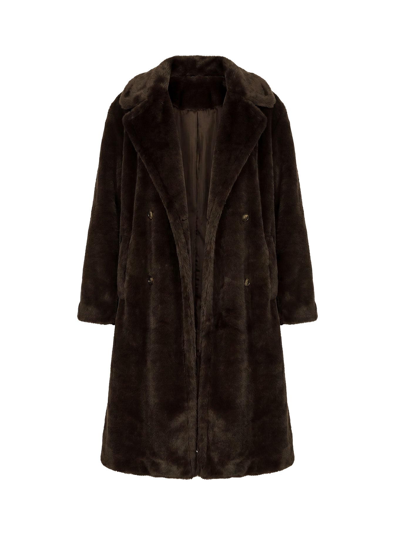 Alvie Longline Faux Fur Coat Brown