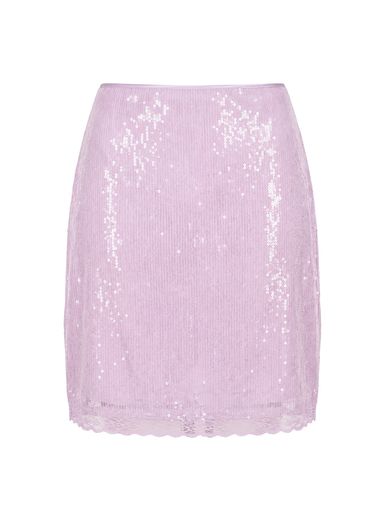 Addisa Sequin Lace Midi Skirt Lilac