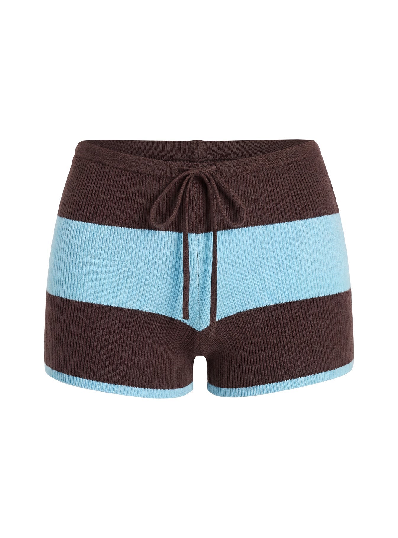 Ahani Low Rise Knit Shorts Blue / Brown
