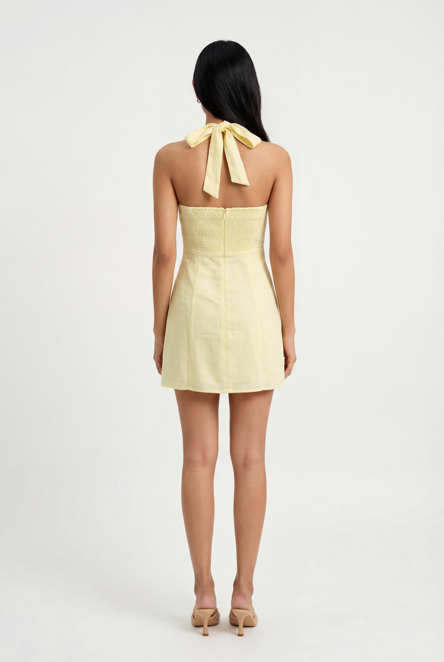 Golden Hour Linen Halter Dress