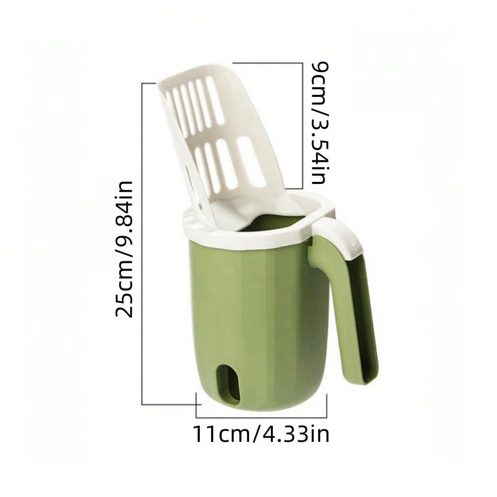 Cat Litter Scoop With Detachable Garbage Bag Holder - Plastic Shovel With Splash Guard For Easy Litter Box Cleaning - Suitable For All Cat Breeds (Garbage Bag Style Random)