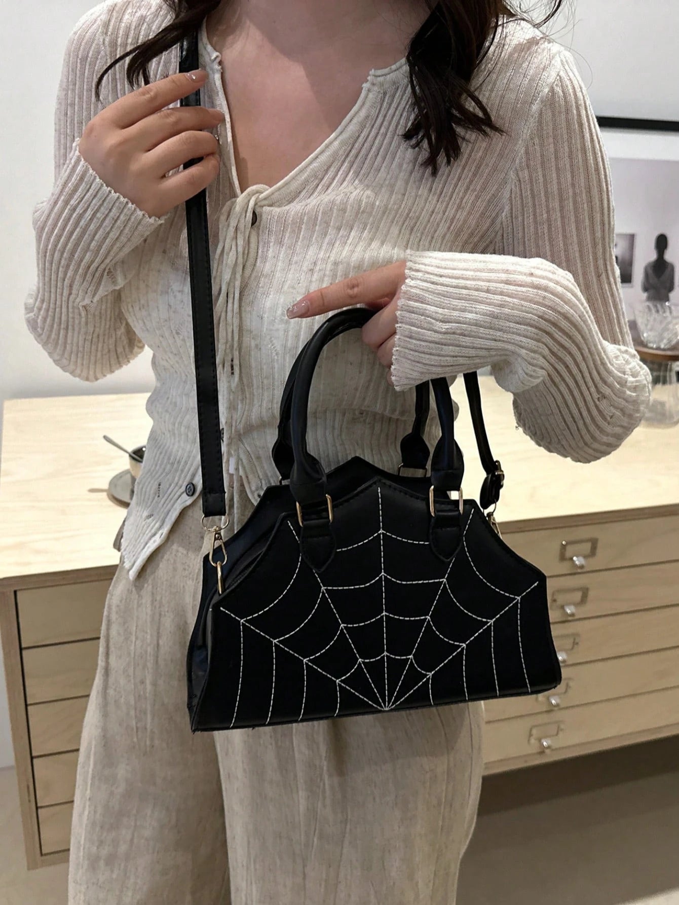 Spider Web Shaped Fashion Hand Bag, Tote Bag, Shoulder Bag