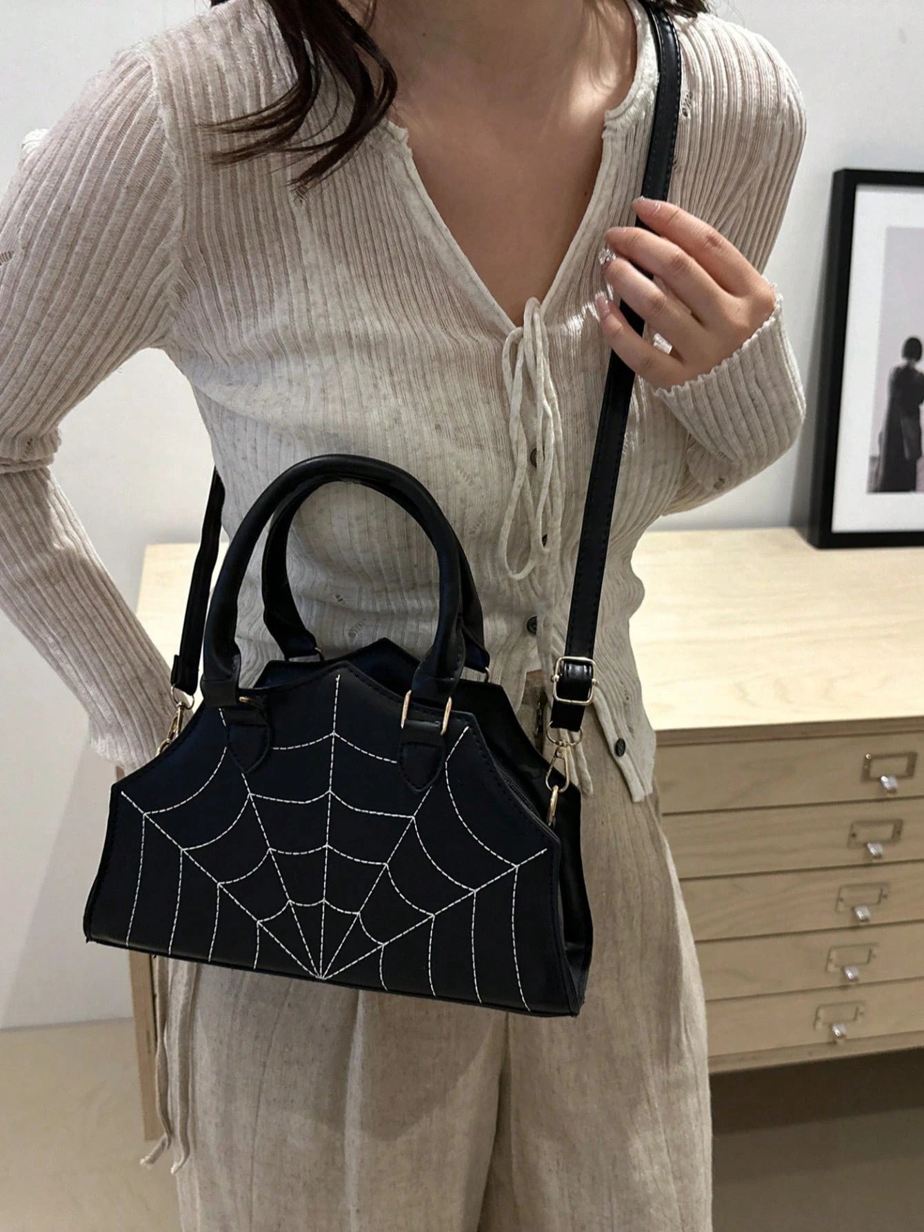 Spider Web Shaped Fashion Hand Bag, Tote Bag, Shoulder Bag