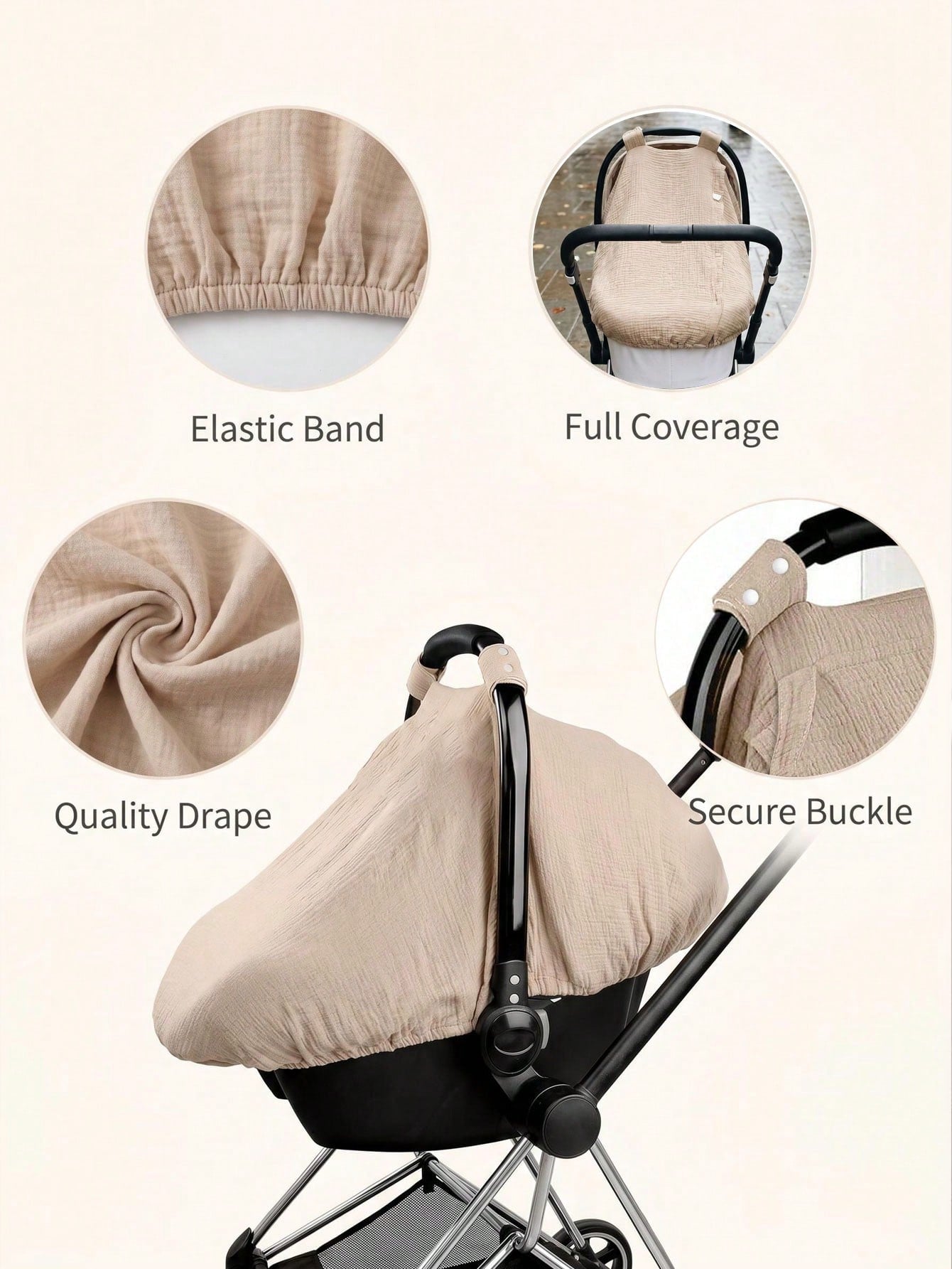 1pc Baby Car Seat Cover, Unisex Car Seat Sunshade With Ventilation Window, Lightweight Infant Car Seat Protector, Universal Blue Dust Cover, Full Muslin Protective Cover, Wind Net, Suitable For Stroller, Window Design, All Seasons
