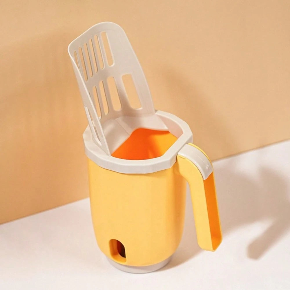 Cat Litter Scoop With Detachable Garbage Bag Holder - Plastic Shovel With Splash Guard For Easy Litter Box Cleaning - Suitable For All Cat Breeds (Garbage Bag Style Random)