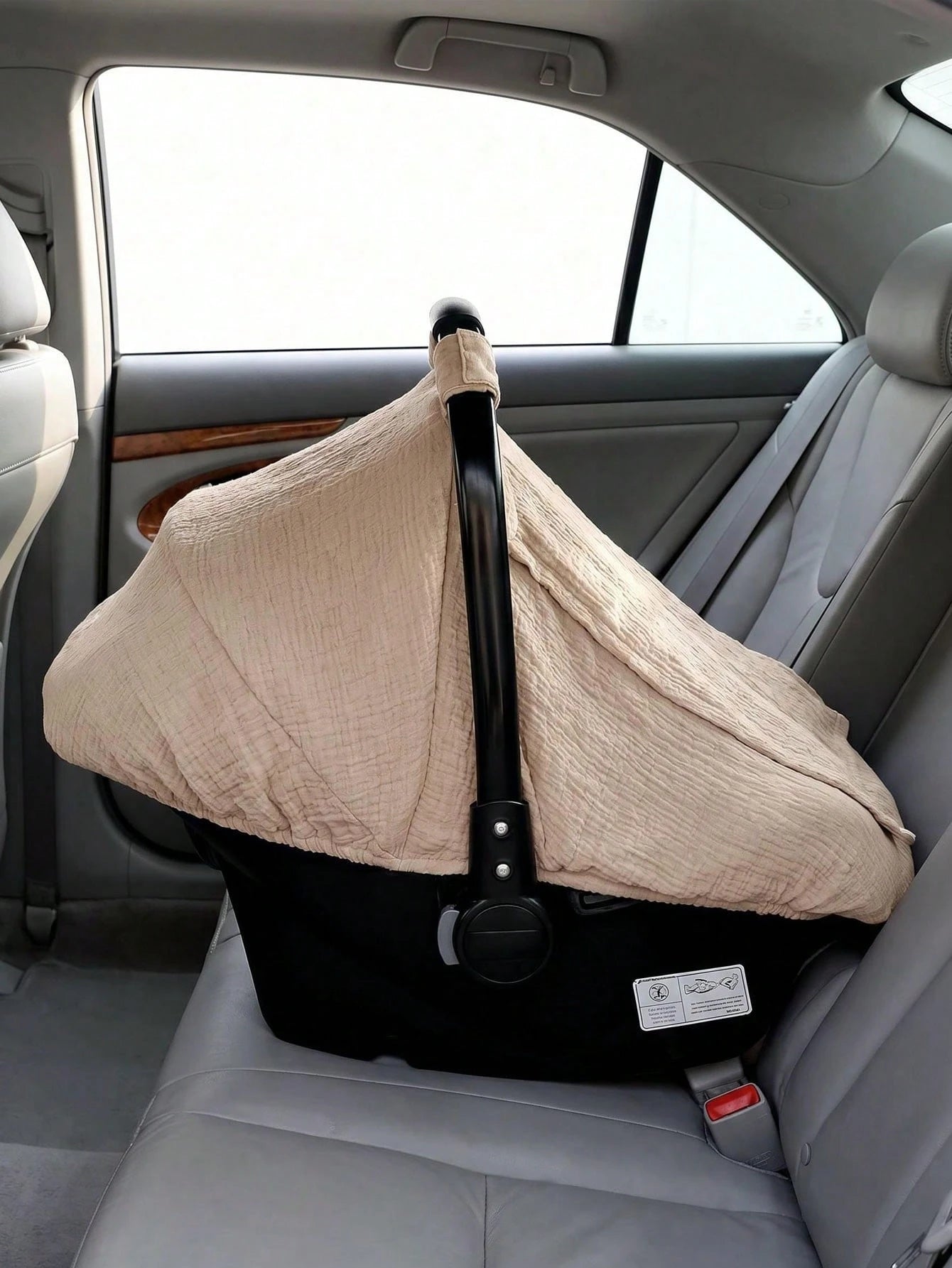 1pc Baby Car Seat Cover, Unisex Car Seat Sunshade With Ventilation Window, Lightweight Infant Car Seat Protector, Universal Blue Dust Cover, Full Muslin Protective Cover, Wind Net, Suitable For Stroller, Window Design, All Seasons