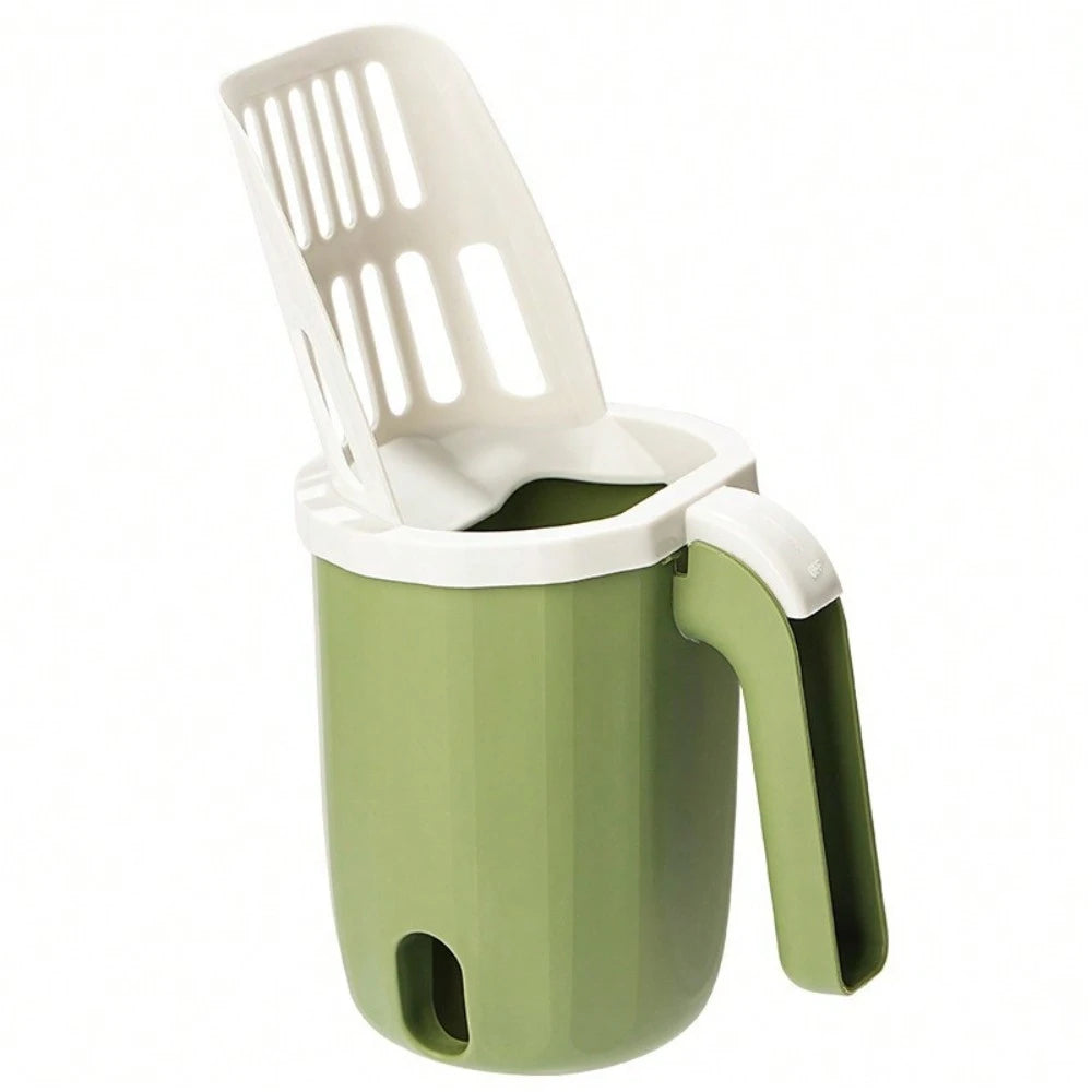 Cat Litter Scoop With Detachable Garbage Bag Holder - Plastic Shovel With Splash Guard For Easy Litter Box Cleaning - Suitable For All Cat Breeds (Garbage Bag Style Random)