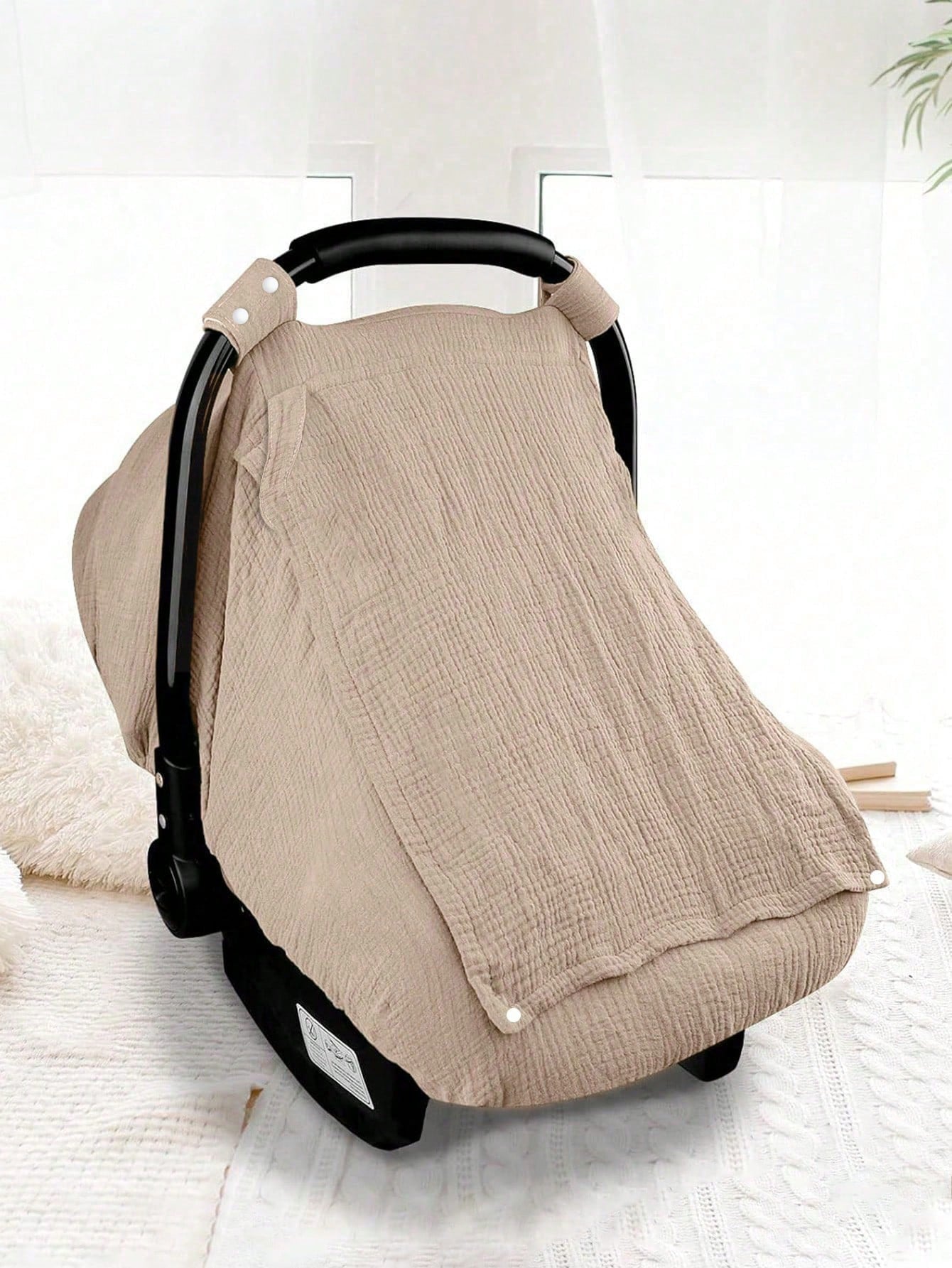 1pc Baby Car Seat Cover, Unisex Car Seat Sunshade With Ventilation Window, Lightweight Infant Car Seat Protector, Universal Blue Dust Cover, Full Muslin Protective Cover, Wind Net, Suitable For Stroller, Window Design, All Seasons