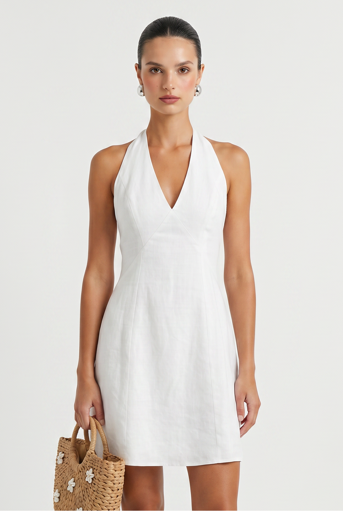 Seabreeze Linen V Neck Dress