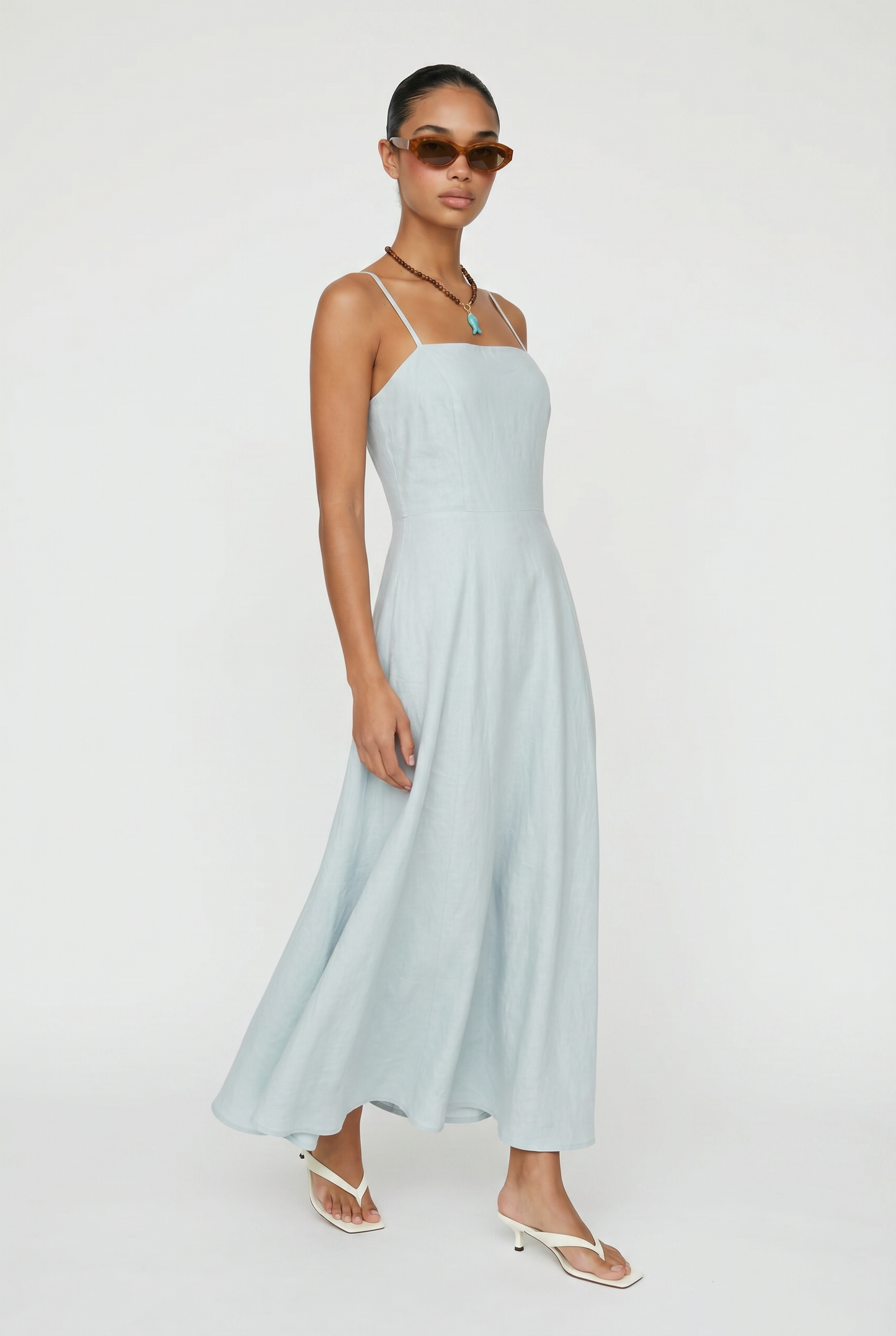 Sunset Beach Linen Midi Dress