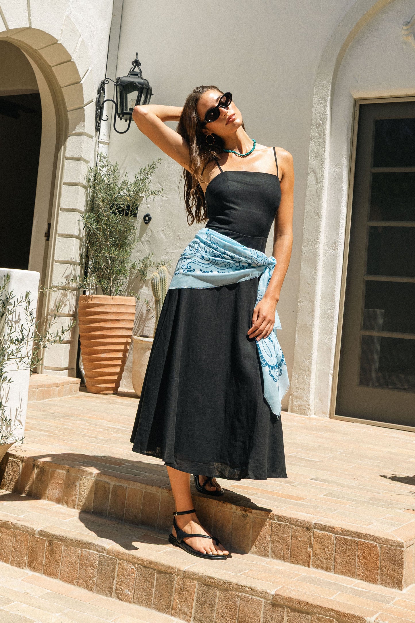Sunset Beach Linen Midi Dress