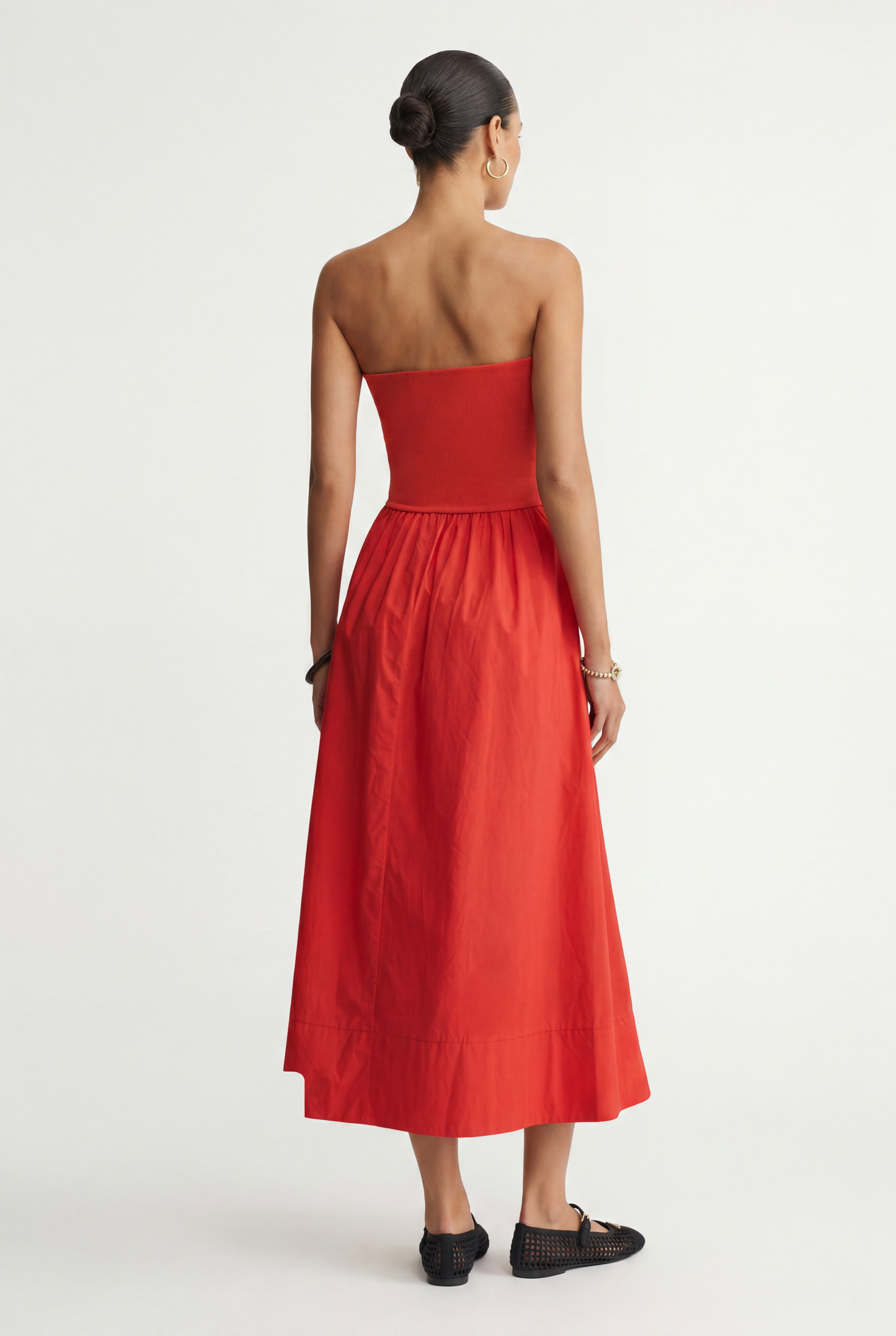 Sunsought Strapless Midi Red Dress