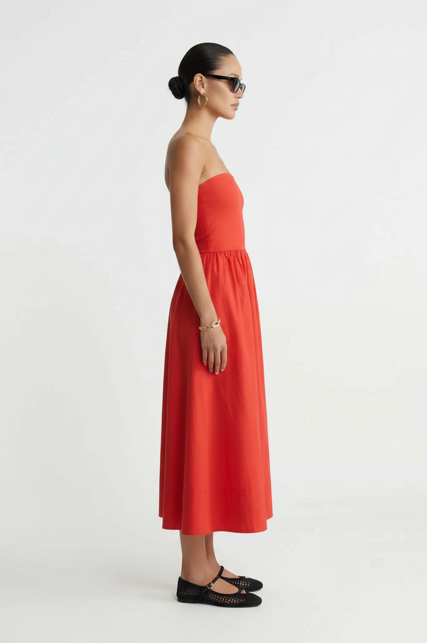 Sunsought Strapless Midi Red Dress