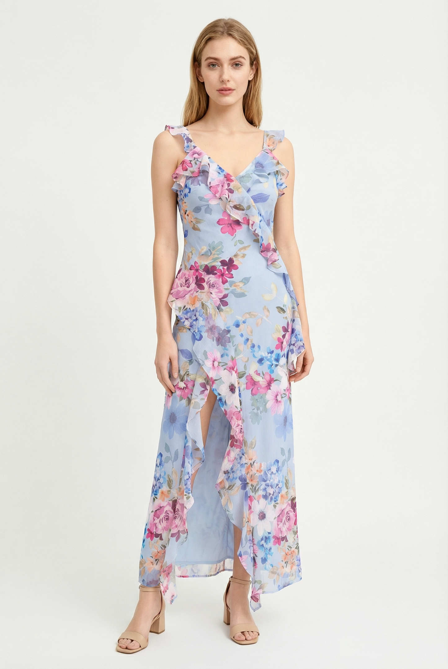 Valentina Ruffle Slit Dress