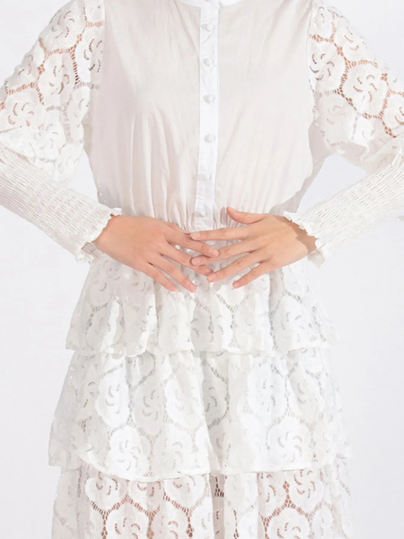 Full Size Lace Layered Long Sleeve Dress Plus Size
